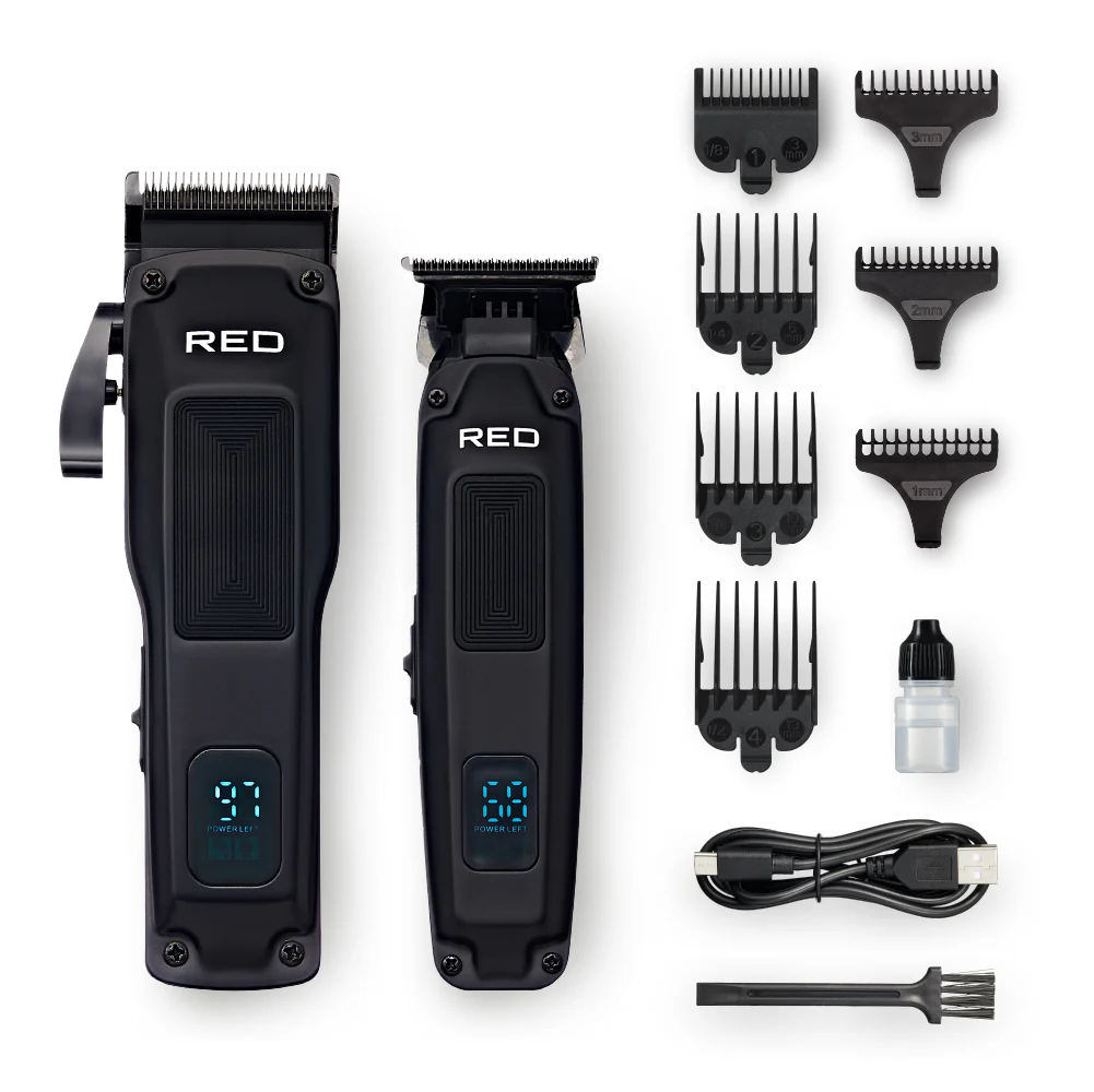RED Cordless Clipper & Trimmer Combo Set - Professional Fade & Beard Grooming Kit - Image 6