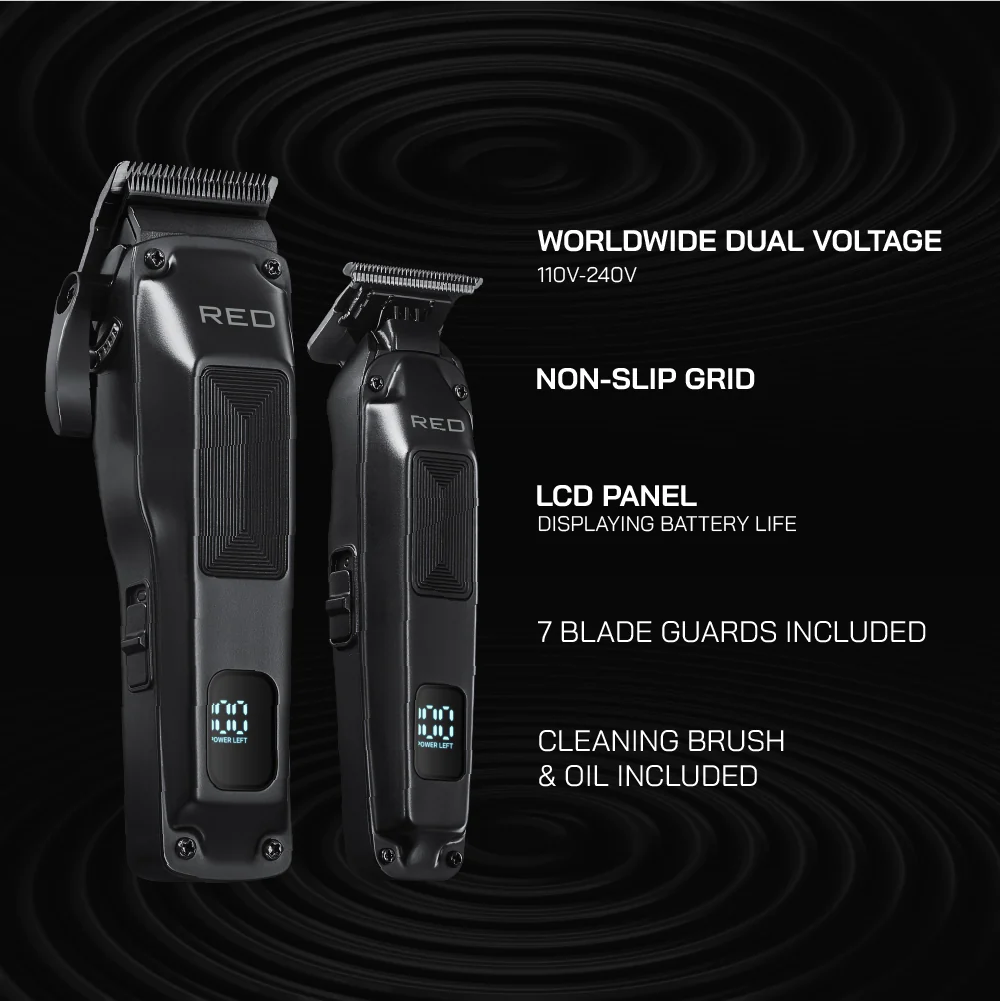 RED Cordless Clipper & Trimmer Combo Set - Professional Fade & Beard Grooming Kit - Image 8