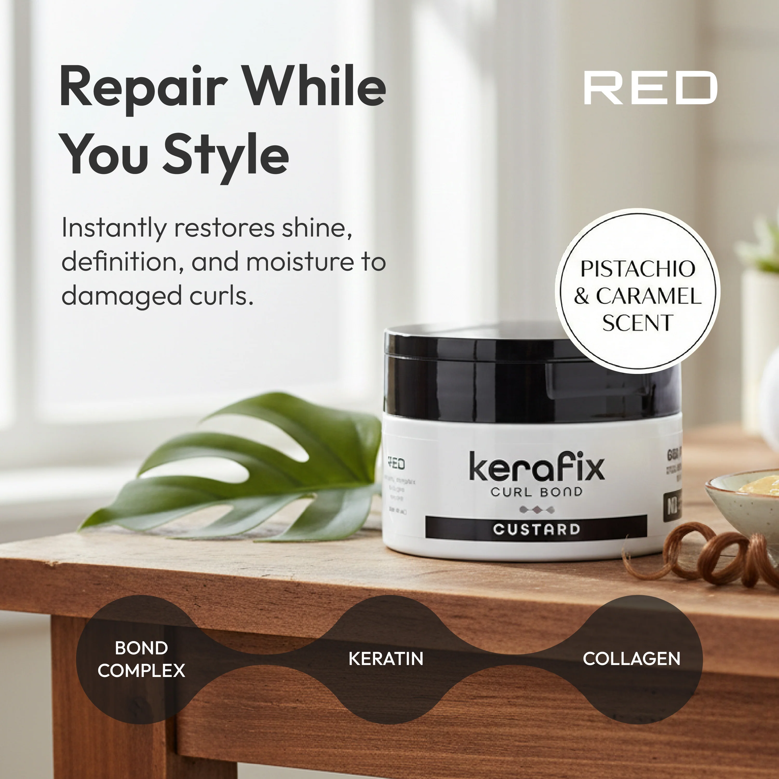 RED by Kiss Kerafix Curl Bond Collection - Anti-Frizz Bond Repair Hair Styling & Essential Prep for All Curl Types (2A-4C), with Keratin & Coconut Oil - Image 12