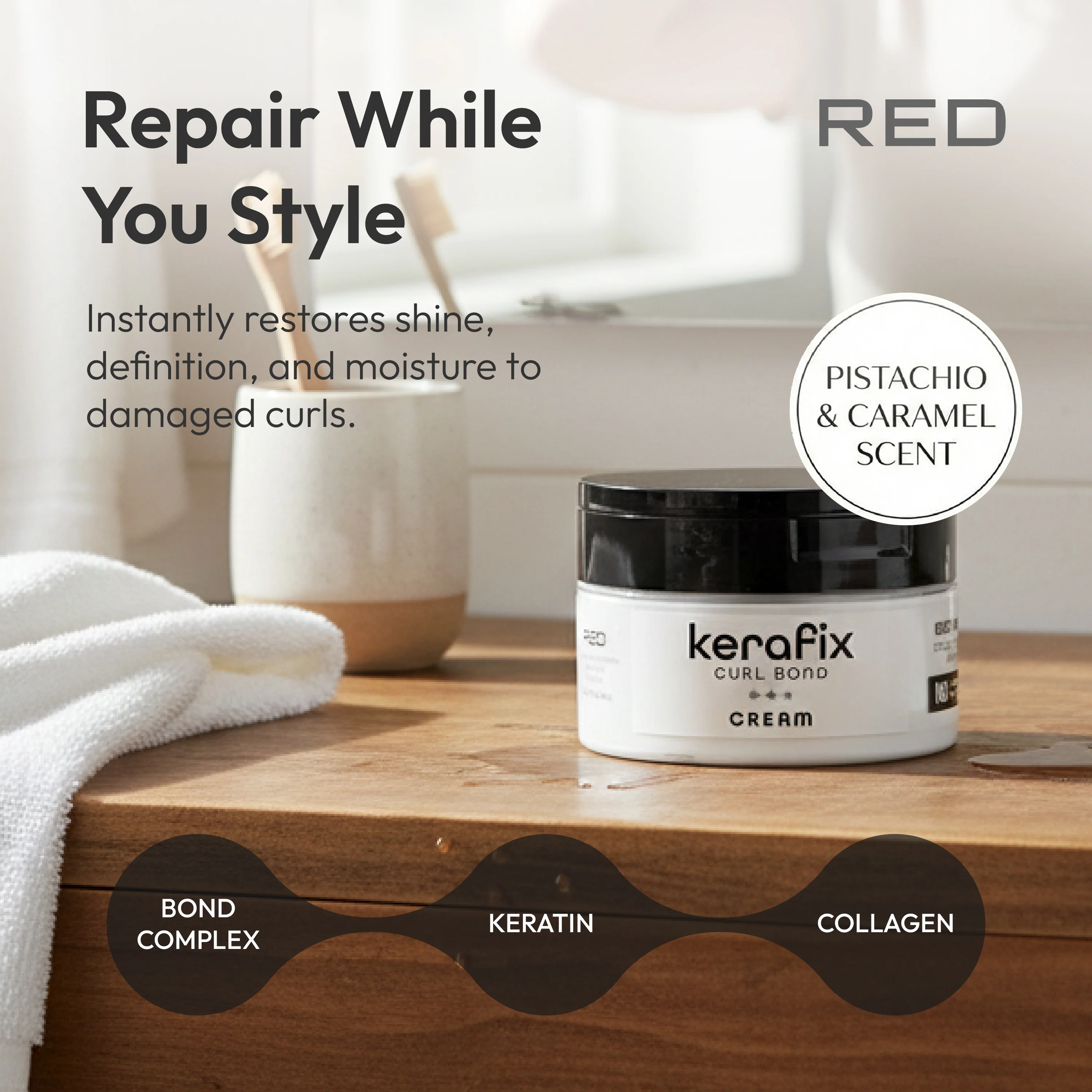 RED by Kiss Kerafix Curl Bond Collection - Anti-Frizz Bond Repair Hair Styling & Essential Prep for All Curl Types (2A-4C), with Keratin & Coconut Oil - Image 17