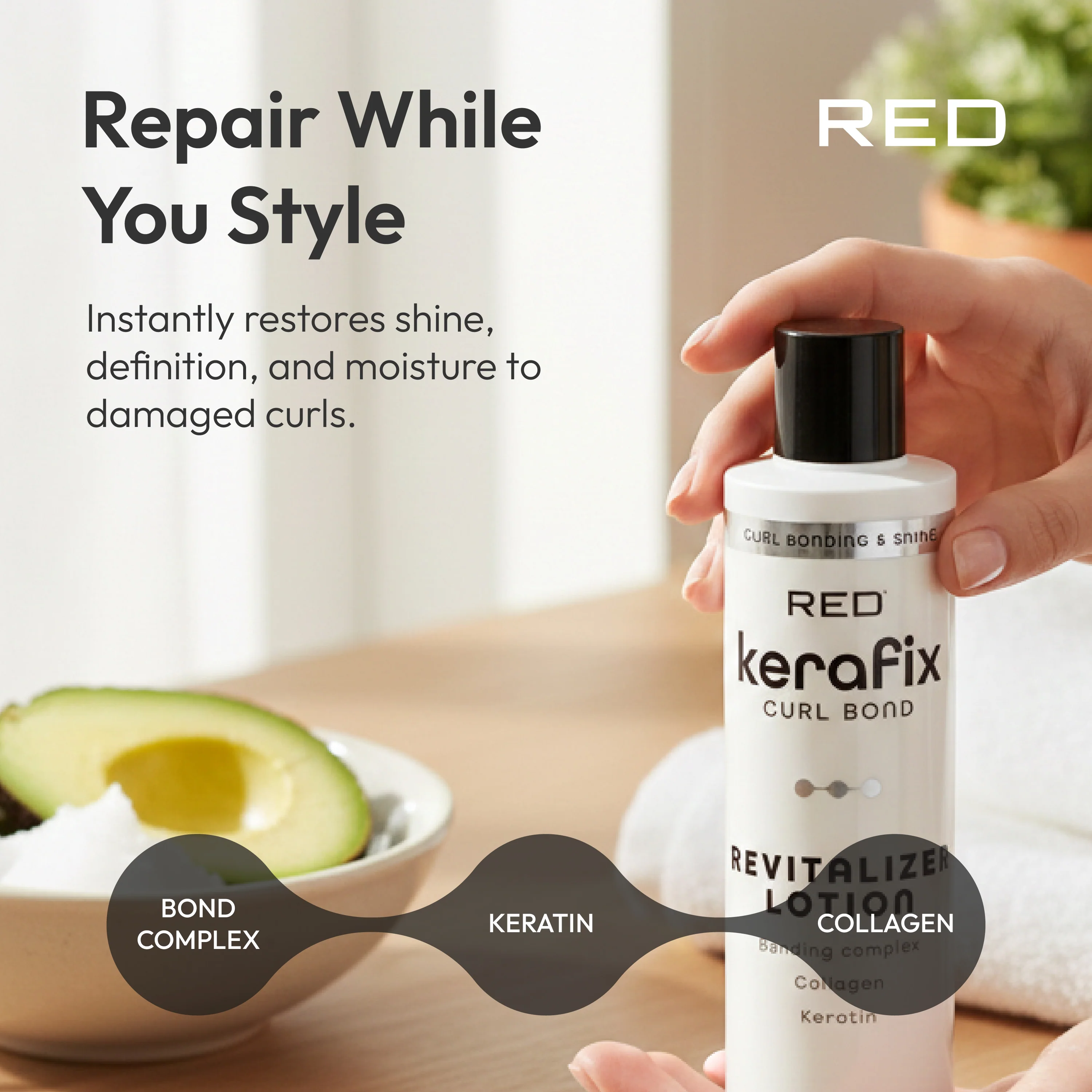 RED by Kiss Kerafix Curl Bond Collection - Anti-Frizz Bond Repair Hair Styling & Essential Prep for All Curl Types (2A-4C), with Keratin & Coconut Oil - Image 22