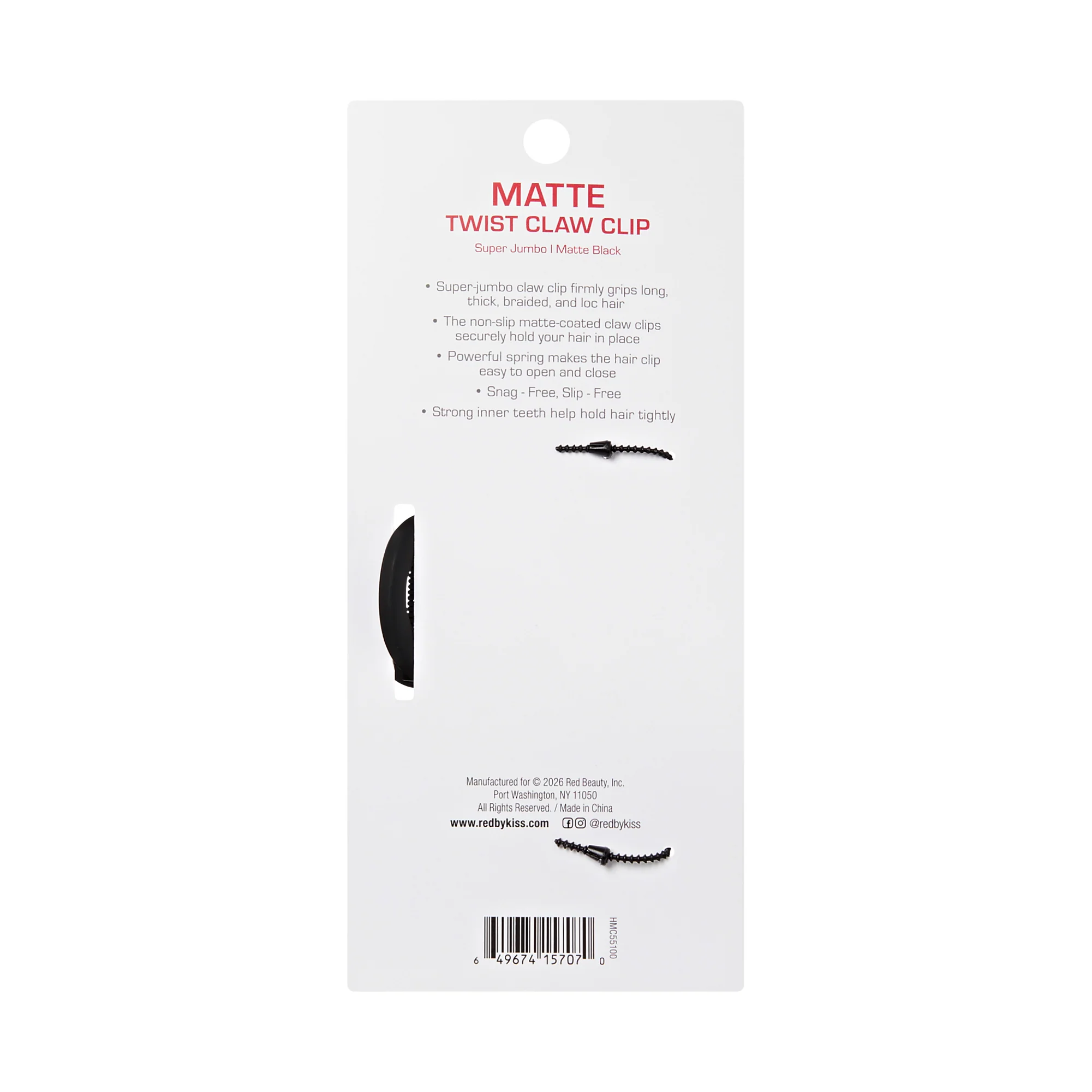 Red by Kiss Super Jumbo Matte Hair Claw Clip - Snag-Free Grip for Thick & Long Hair - Image 14