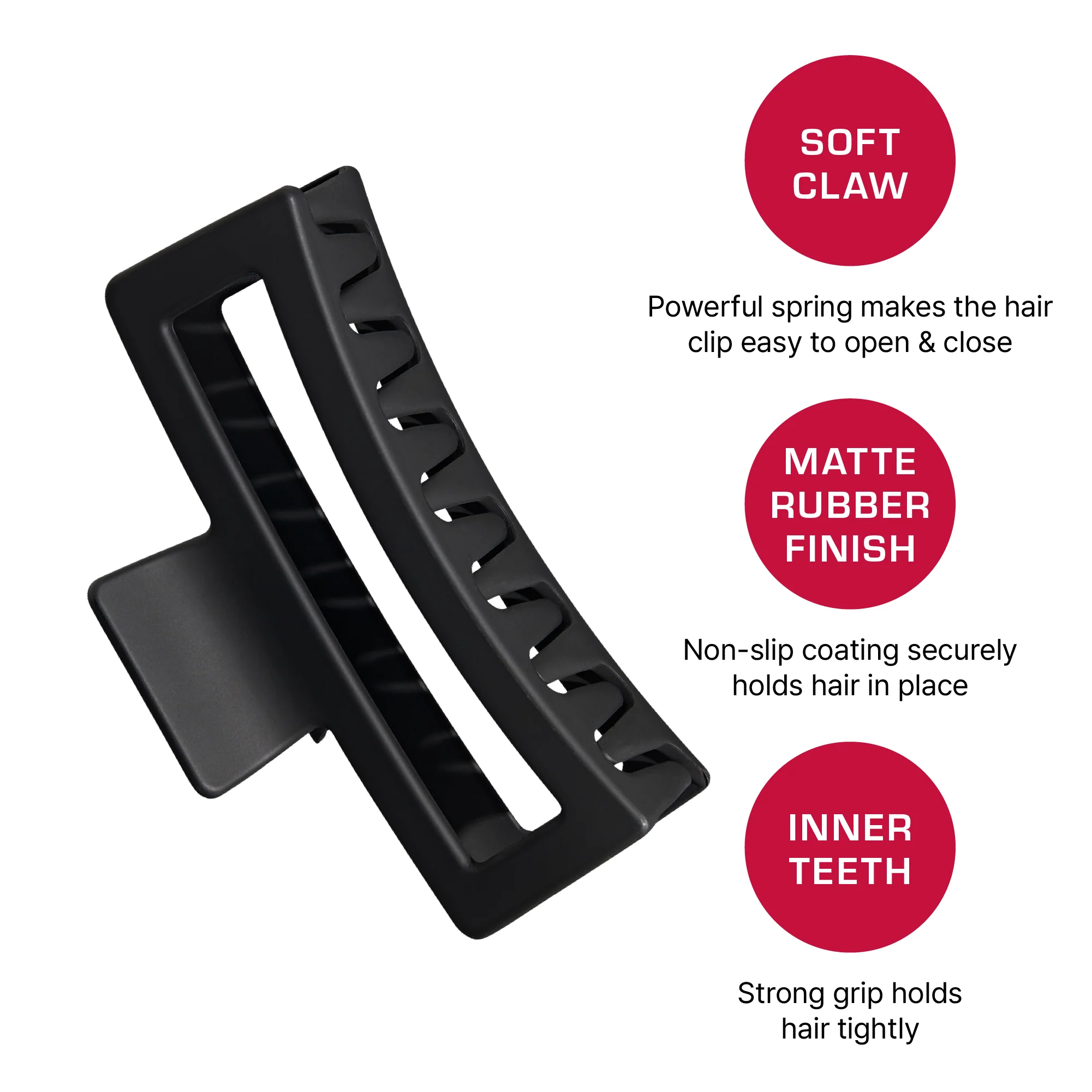 Red by Kiss Super Jumbo Matte Hair Claw Clip - Snag-Free Grip for Thick & Long Hair - Image 3