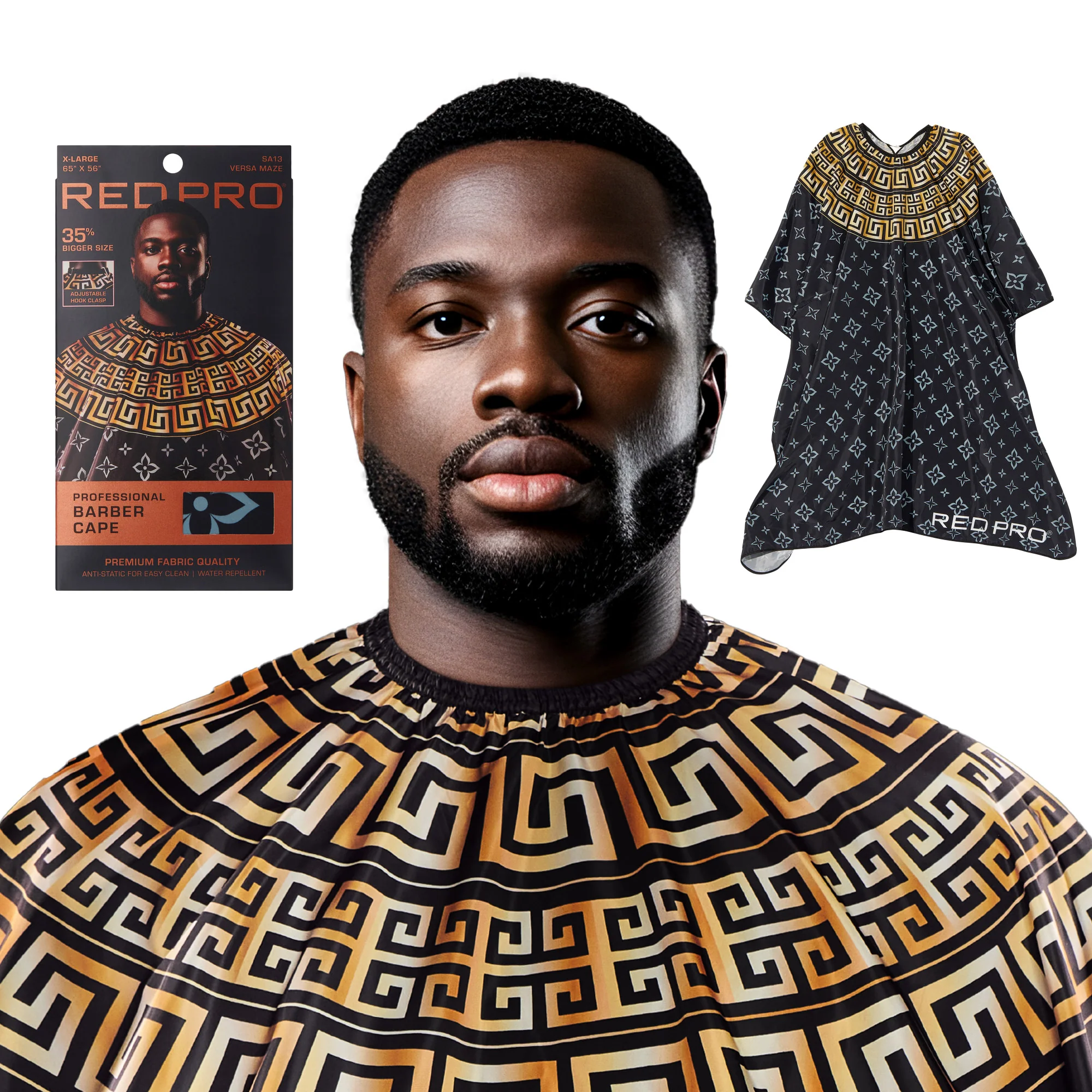 Red Pro Professional Barber Cape – Extra Large, Water-Resistant & Anti-Static - Image 7