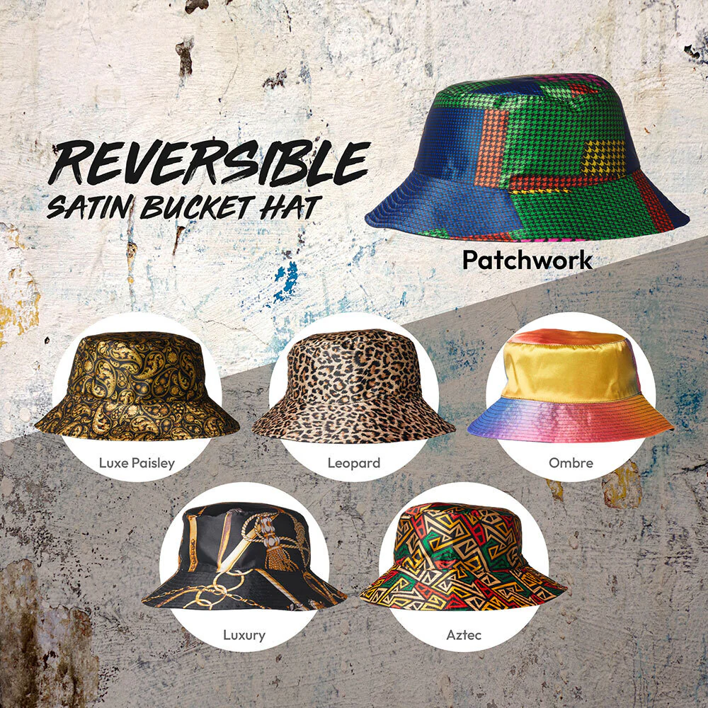 RED by KISS Reversible Satin Bucket Hat - Patchwork - Image 5