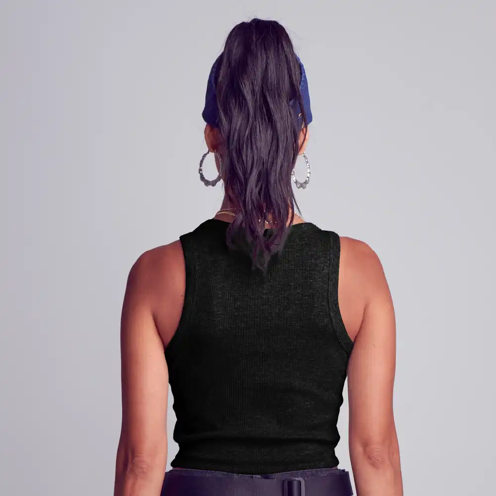 Arria Ribbed Crop Tank Top – Women’s Soft Slim Fit Scoop Neck Sleeveless Shirt - Image 3