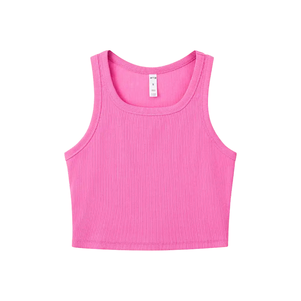 Arria Ribbed Crop Tank Top – Women’s Soft Slim Fit Scoop Neck Sleeveless Shirt - Image 30