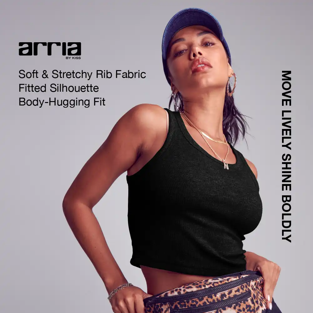 Arria Ribbed Crop Tank Top – Women’s Soft Slim Fit Scoop Neck Sleeveless Shirt - Image 4