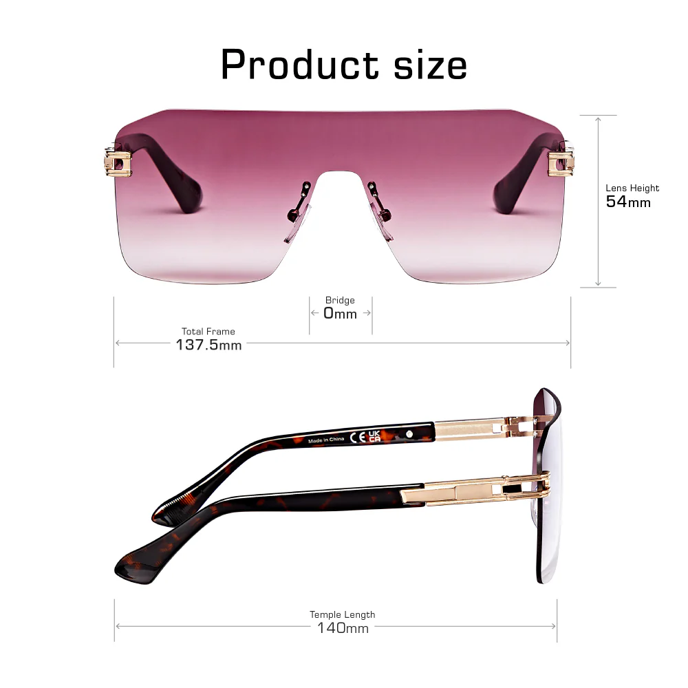 Mad Shade Rimless Flat Top Tinted Sunglasses #60 - Image 4