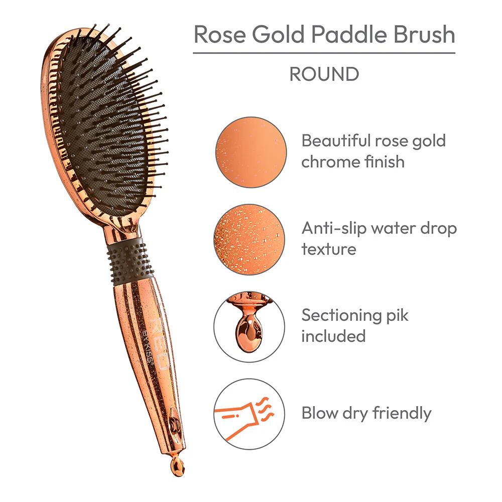 RED by KISS Rose Gold Chrome Paddle Brush - Image 12