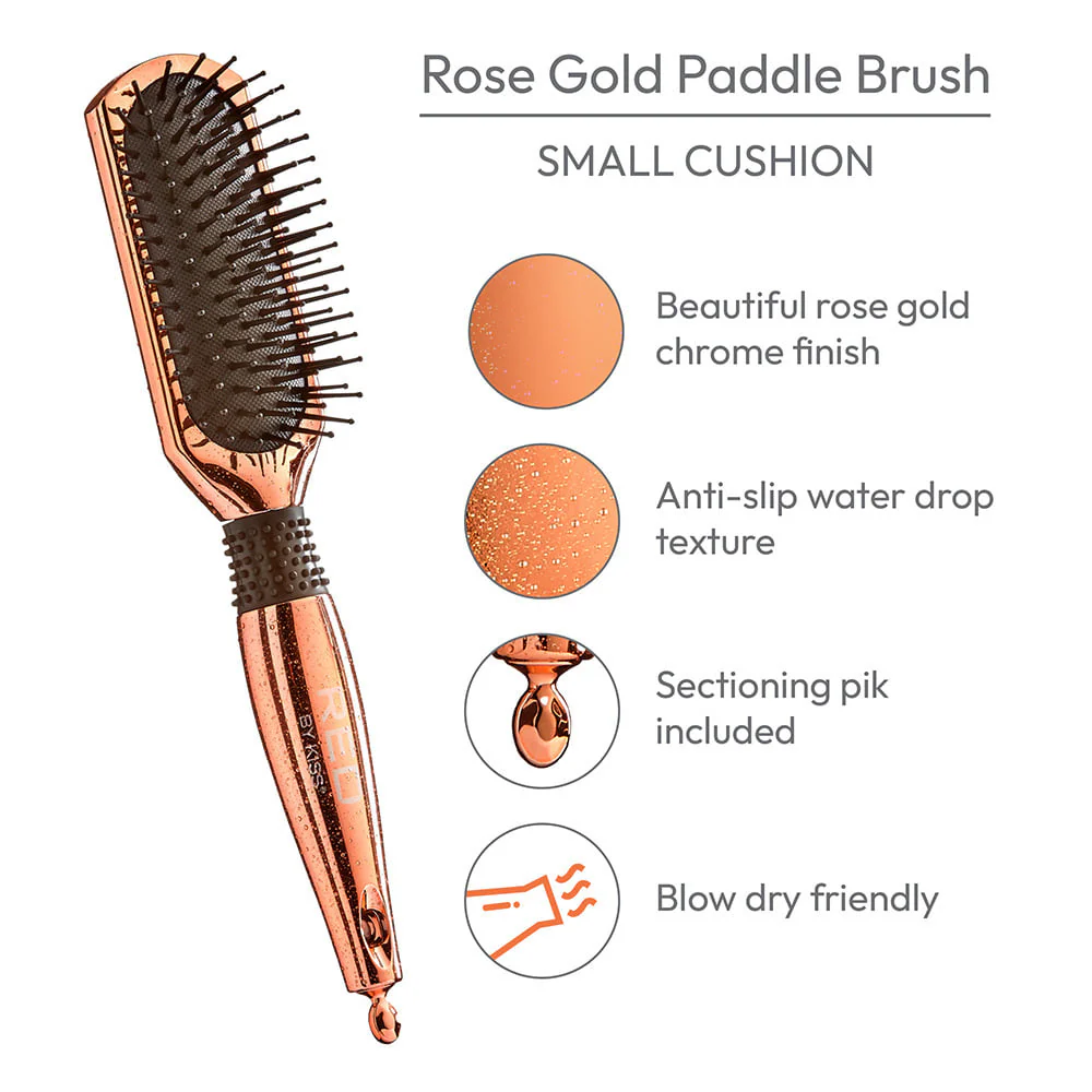 RED by KISS Rose Gold Chrome Paddle Brush Small Cushion - Image 3