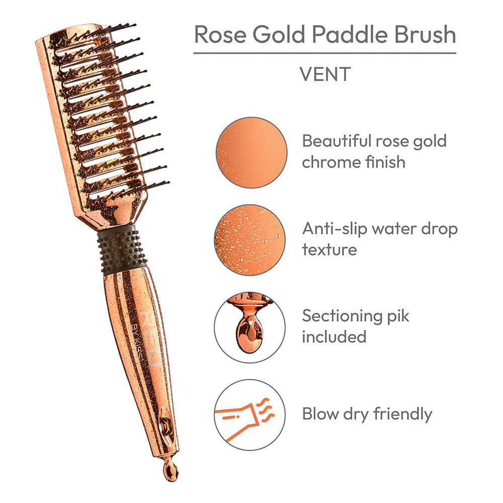 RED by KISS Rose Gold Chrome Paddle Brush Vent - Image 3