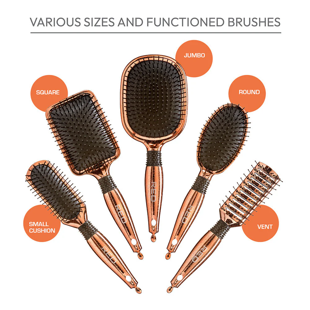 RED by KISS Rose Gold Chrome Paddle Brush Vent - Image 5