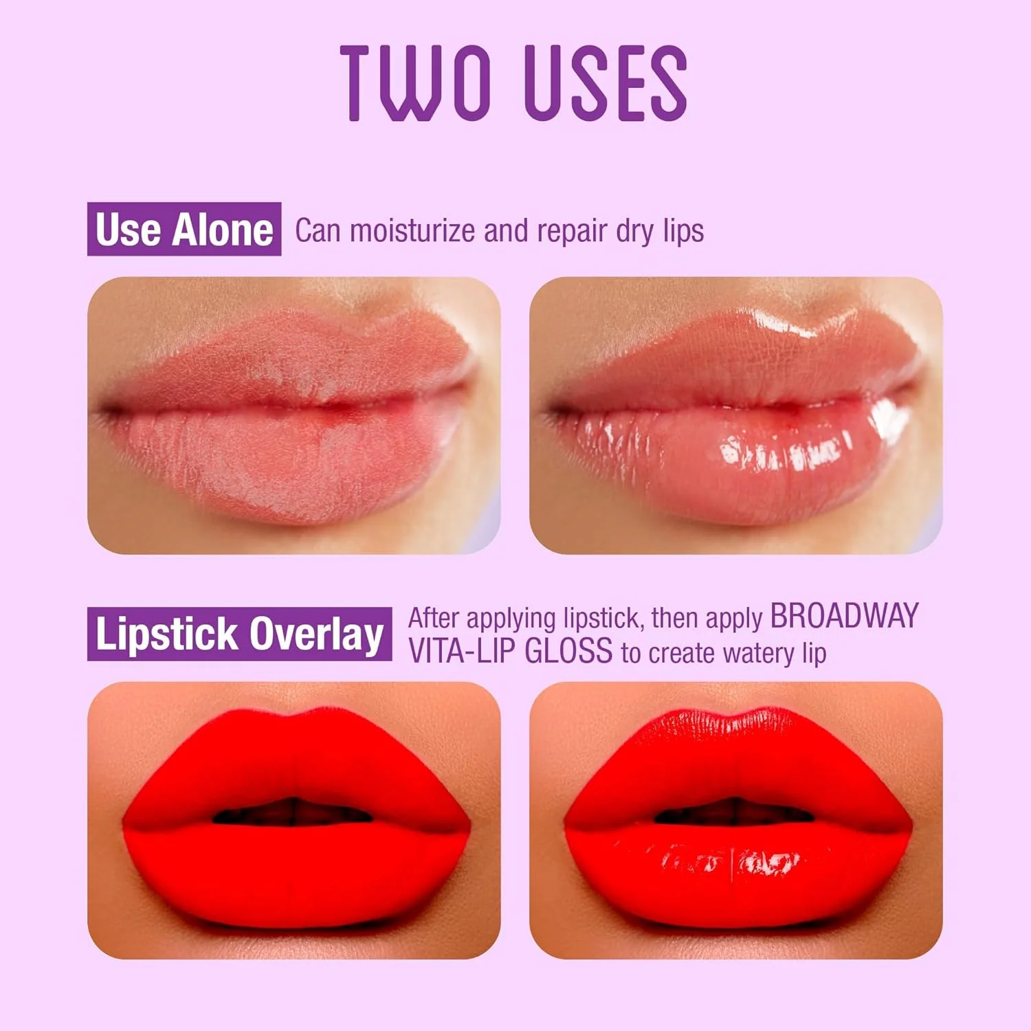 Ruby Kisses Broadway Vita-Lip Clear Lip Gloss, Ultra-Hydrating & Soothing Formula with Vitamins, High-Shine Non-Sticky Finish Lip Balm with Mint, Rosehip, Coconut, Mango, Argan, Honey, Shea (10 Pack) - Image 6