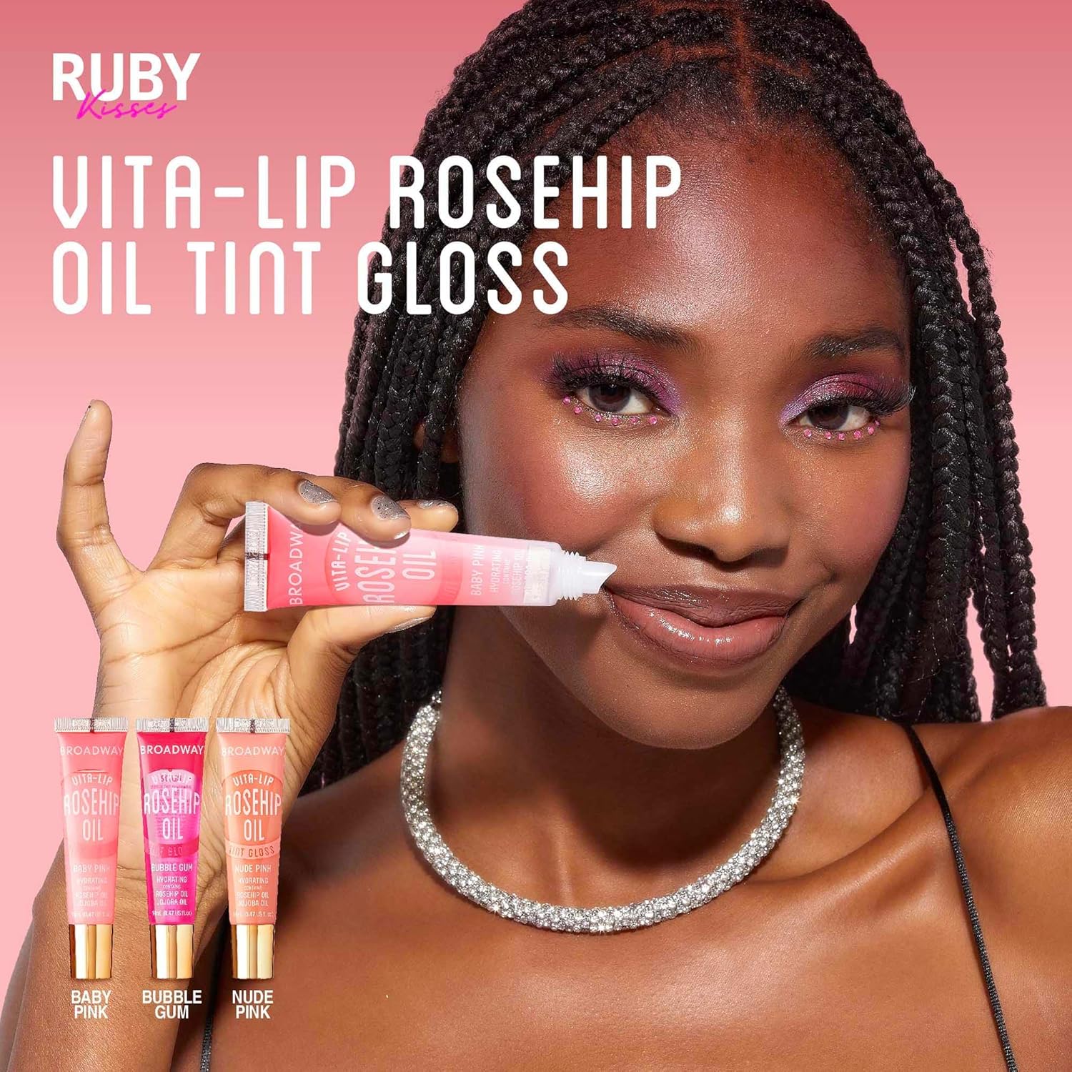 Ruby Kisses Broadway Vita-Lip Tinted Lip Gloss Ultra-Hydrating, Nourishing, Soothing Formula with Vitamins, High-Shine Non-Sticky Lip Balm with Rosehip+Coconut Oil, Pink & Red Shades (6 Pack) - Image 7
