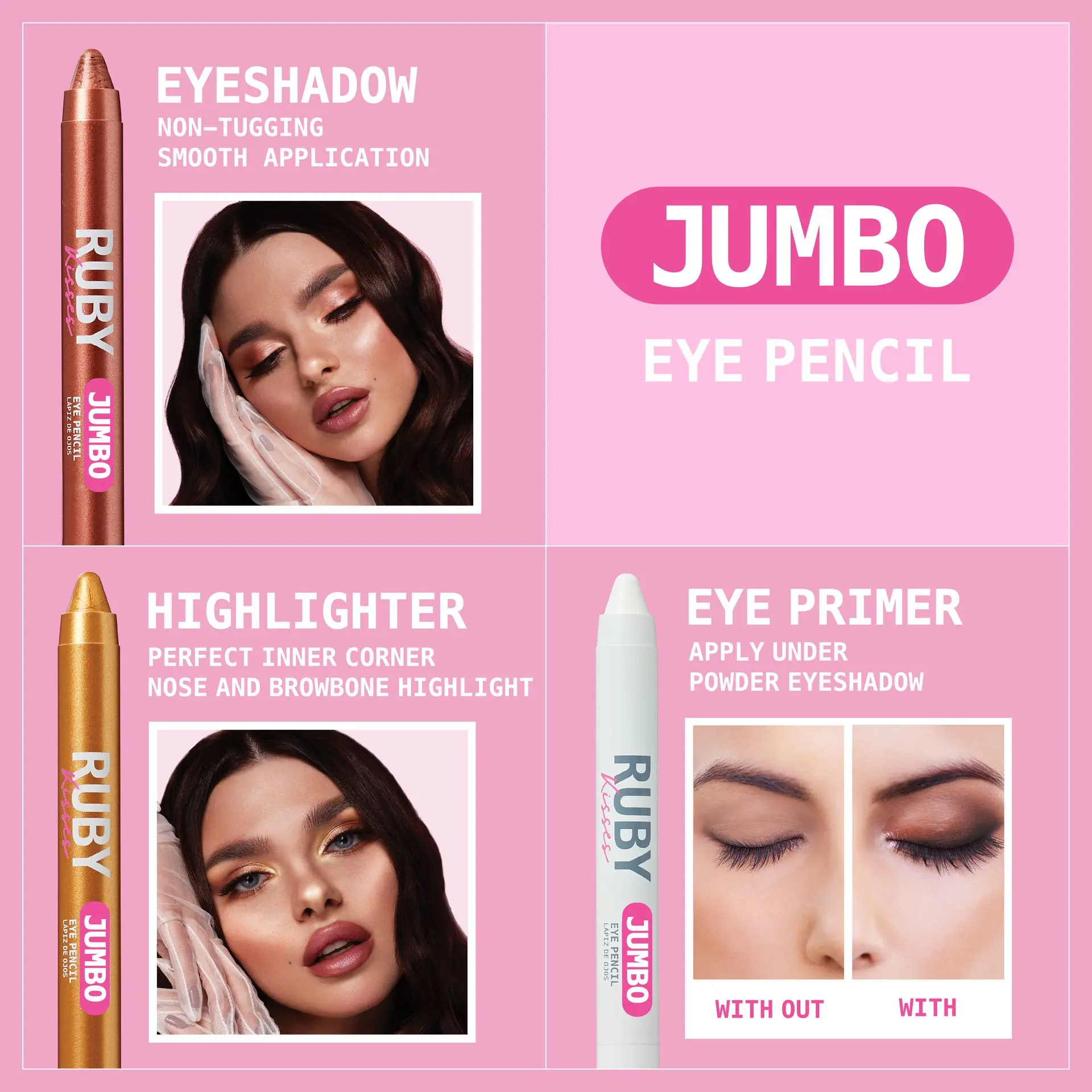 Ruby Kisses Jumbo Eye Pencil with Sharpener – Smooth, Multi-Purpose Eye Makeup Stick - Image 18