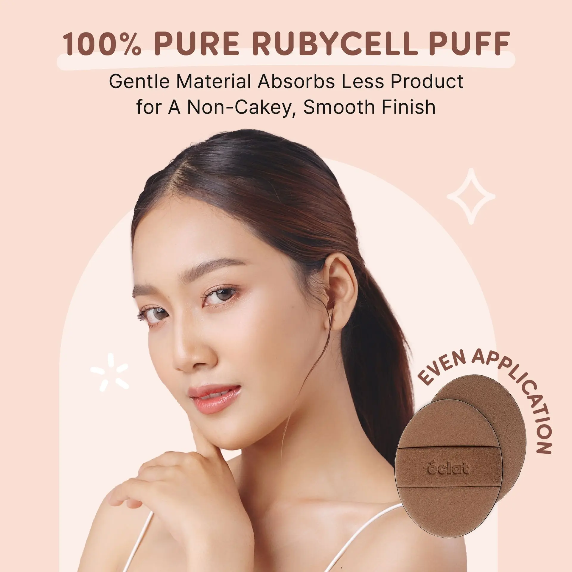 éclat Rubycell Oval Cushion Puff Set 2pcs – Latex Free Foundation & Finger Puffs - Image 14
