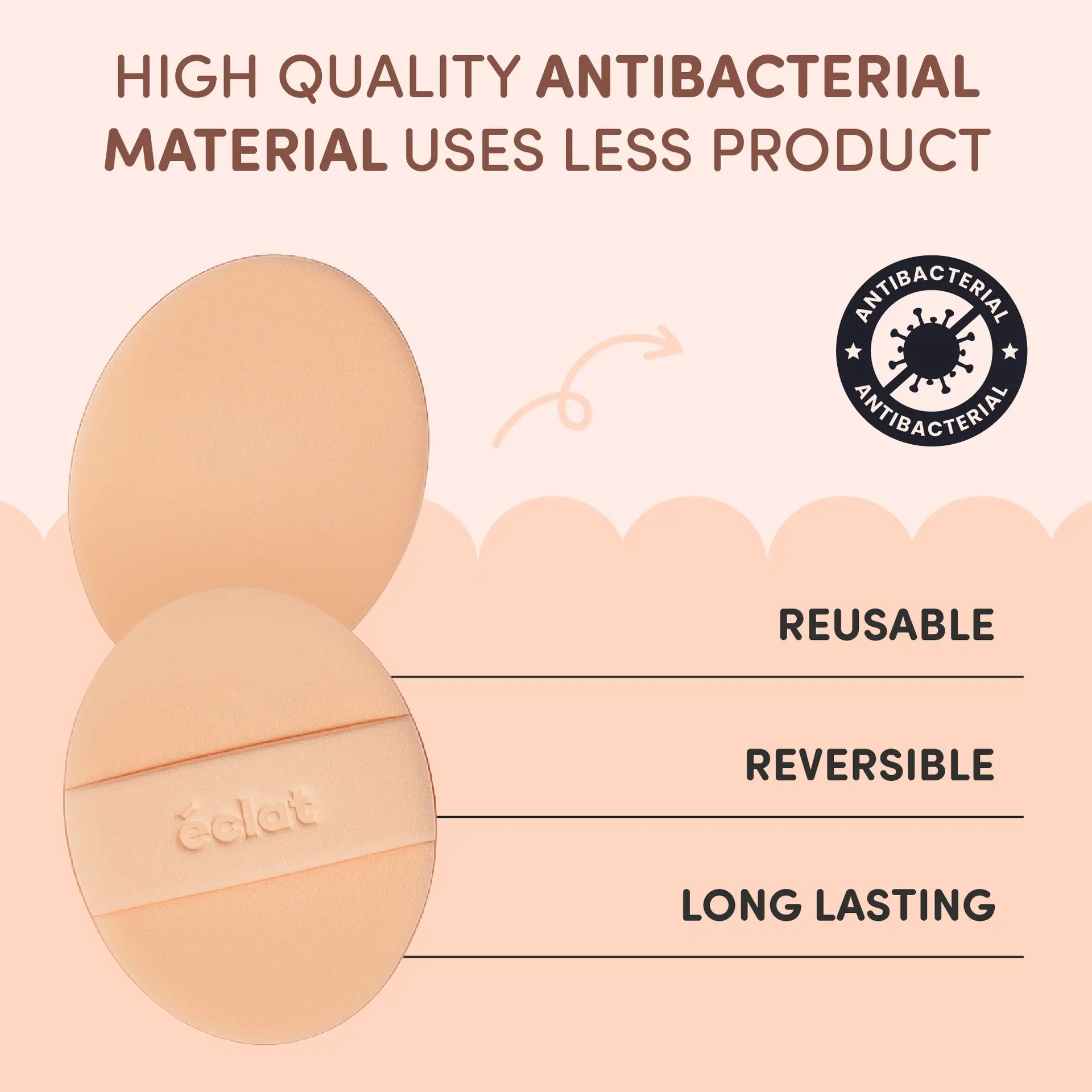éclat Rubycell Oval Cushion Puff Set 2pcs – Latex Free Foundation & Finger Puffs - Image 3