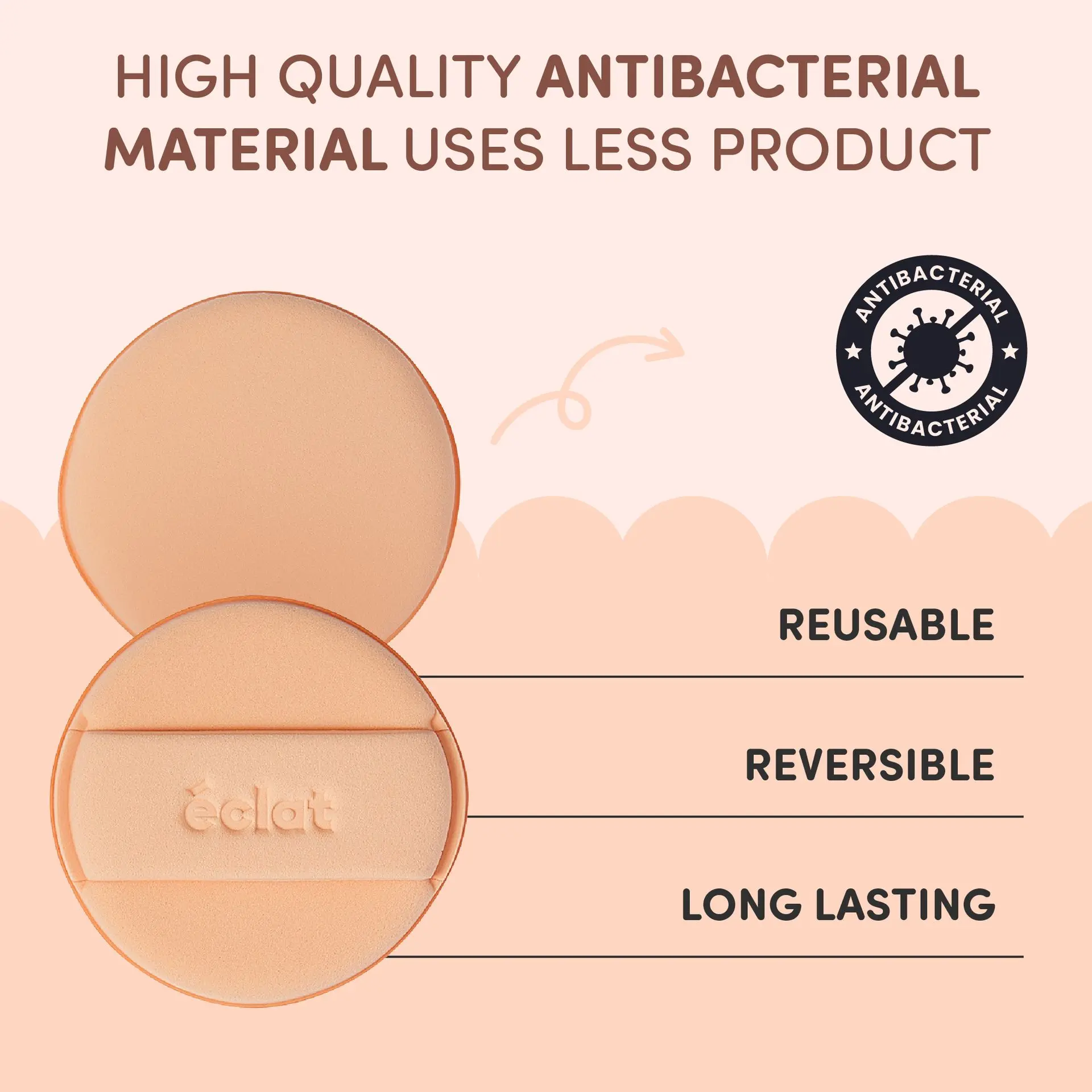 éclat Rubycell Round Cushion Puff Set 2pcs – Latex Free Foundation & Finger Puffs - Image 3
