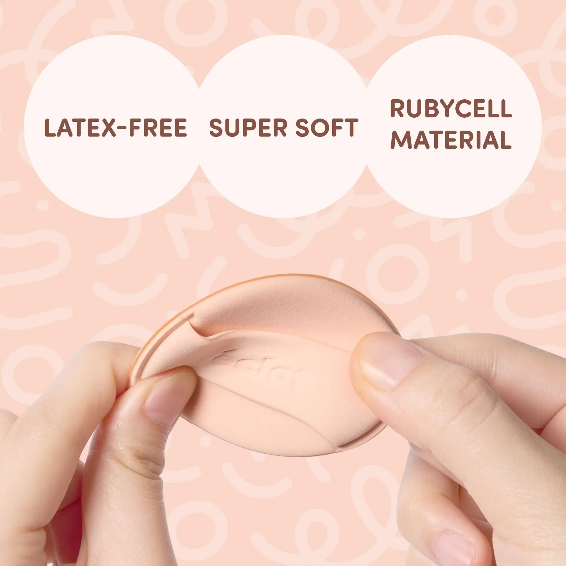 éclat Rubycell Round Cushion Puff Set 2pcs – Latex Free Foundation & Finger Puffs - Image 5