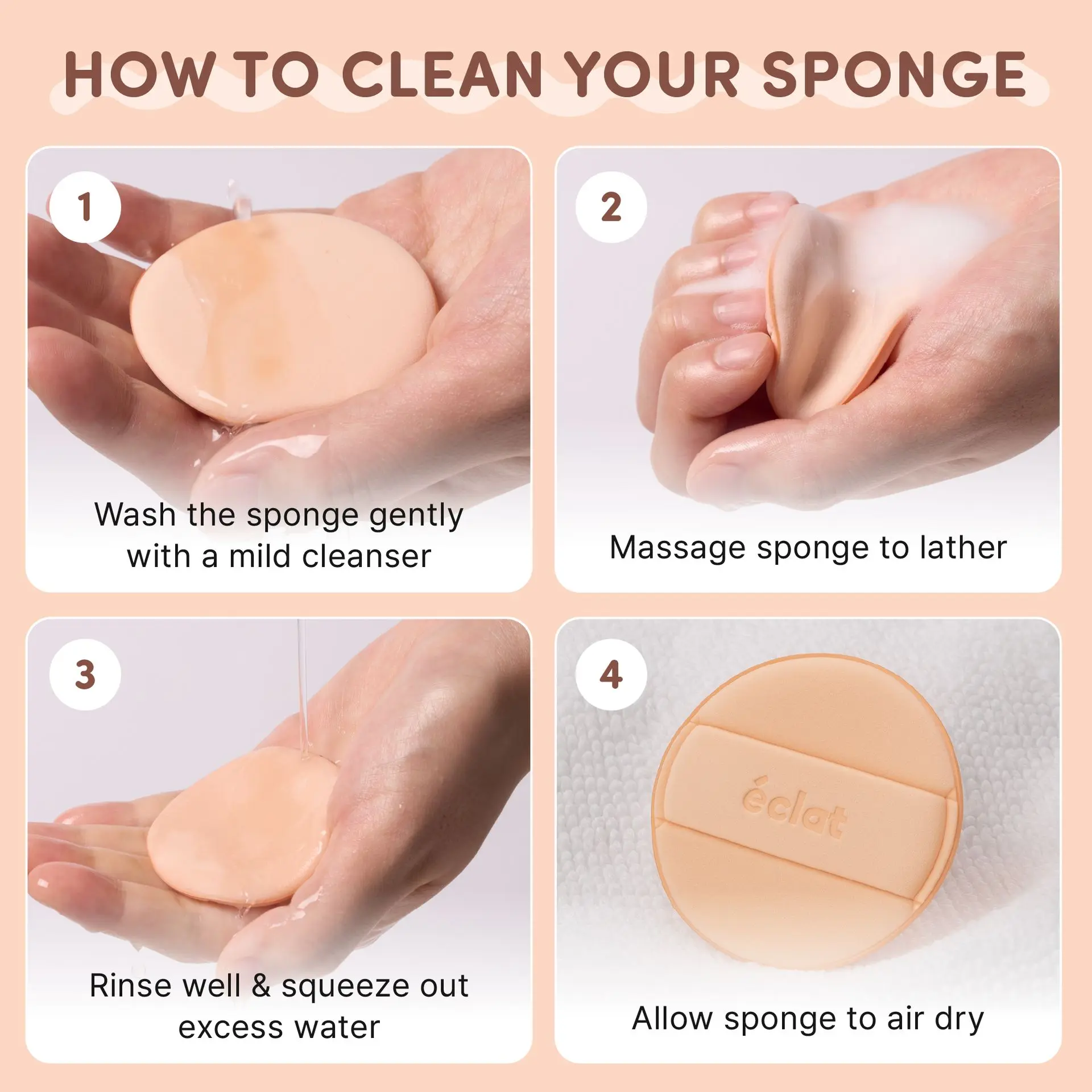 éclat Rubycell Round Cushion Puff Set 2pcs – Latex Free Foundation & Finger Puffs - Image 7