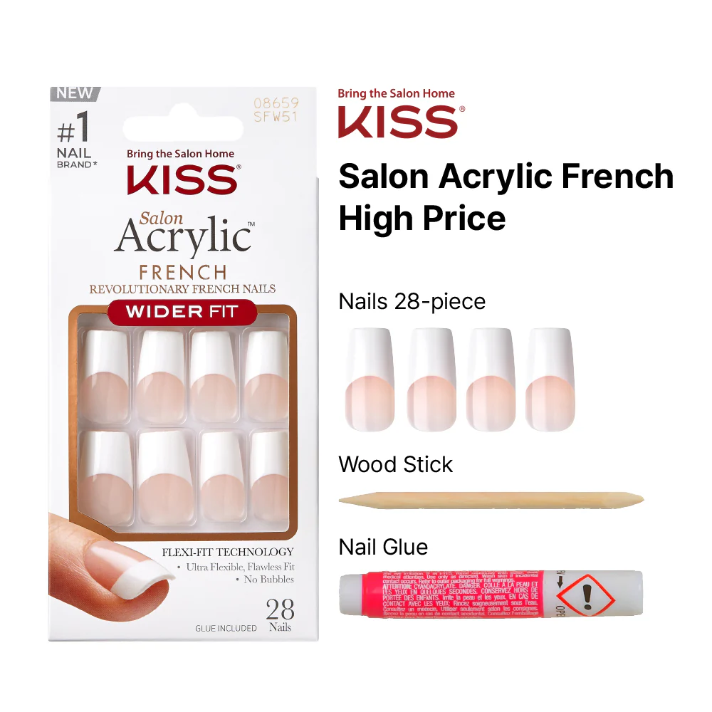 KISS Salon Acrylic French Wider Fit Nails - High Price - Image 3