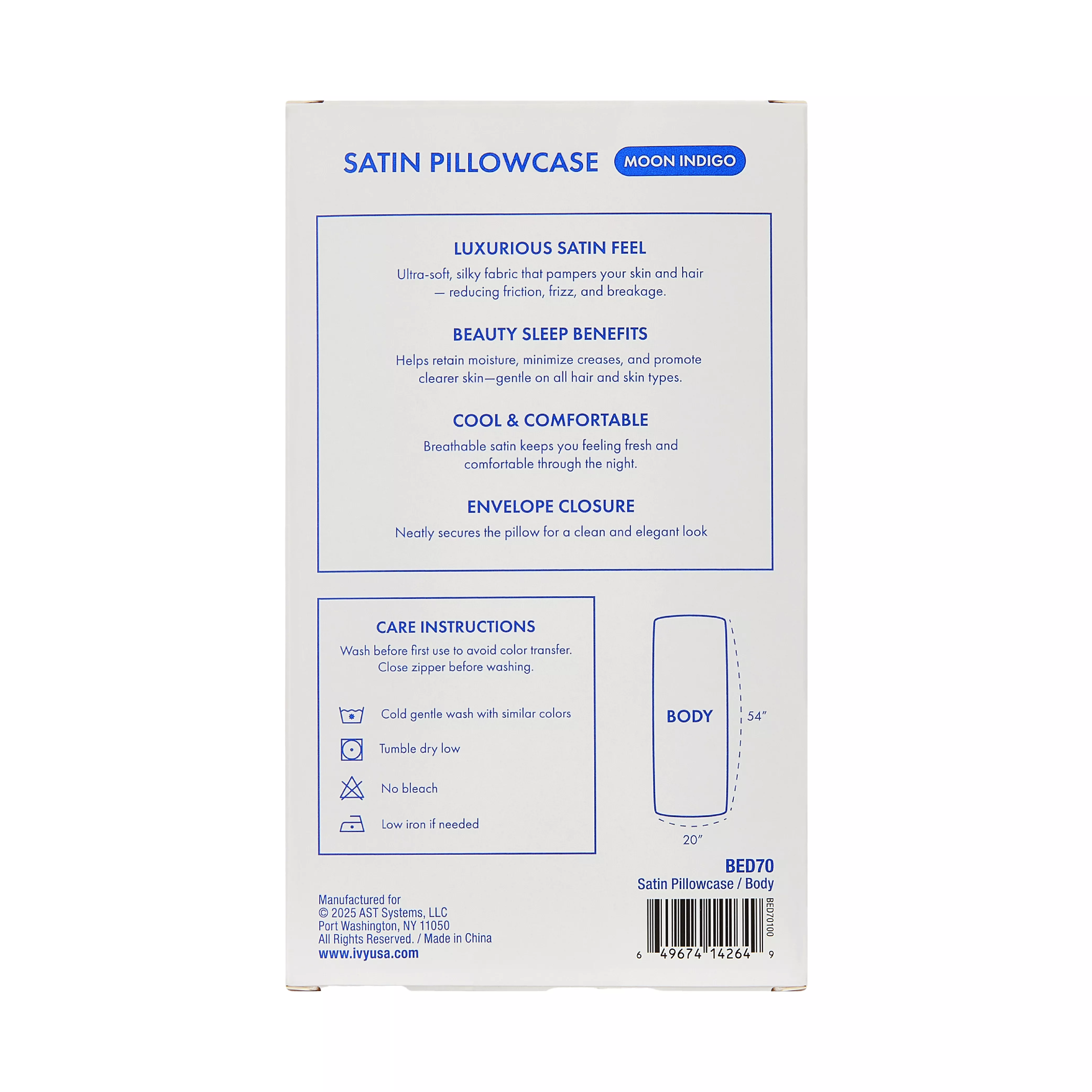 MAVIE Satin Body Pillowcase 20" x 54" - Silky Soft Long Pillow Cover with Envelope Closure - Image 110