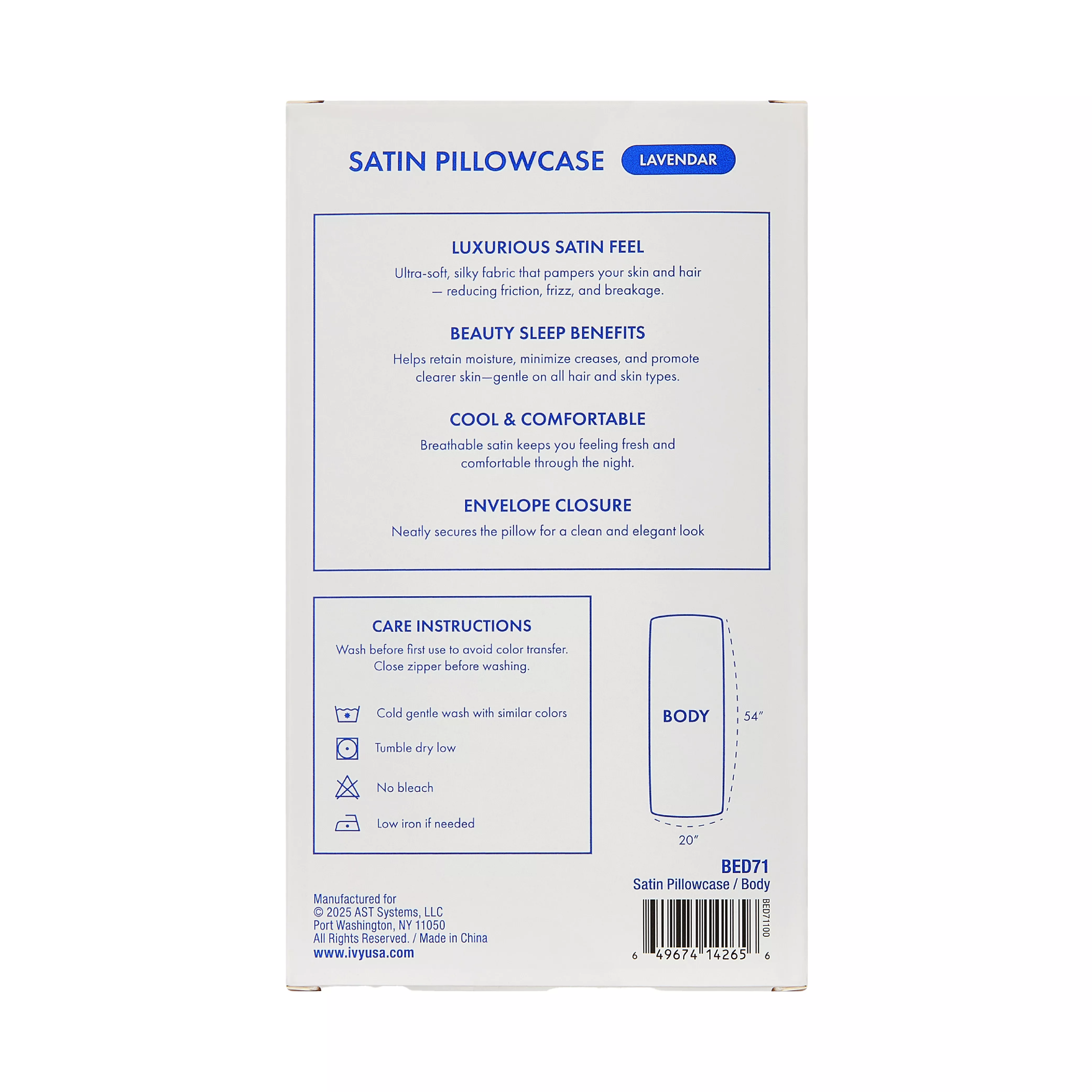 MAVIE Satin Body Pillowcase 20" x 54" - Silky Soft Long Pillow Cover with Envelope Closure - Image 119