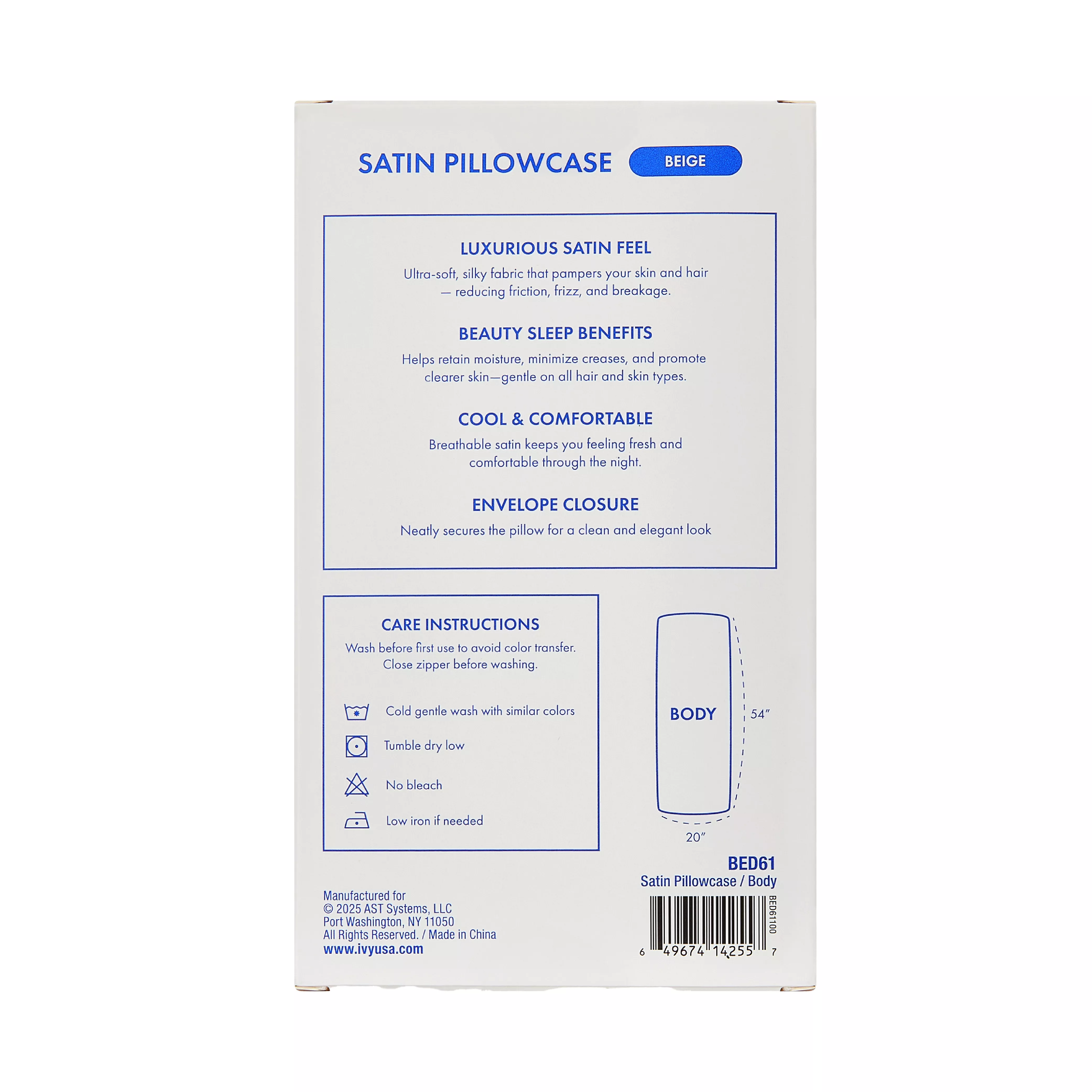 MAVIE Satin Body Pillowcase 20" x 54" - Silky Soft Long Pillow Cover with Envelope Closure - Image 20