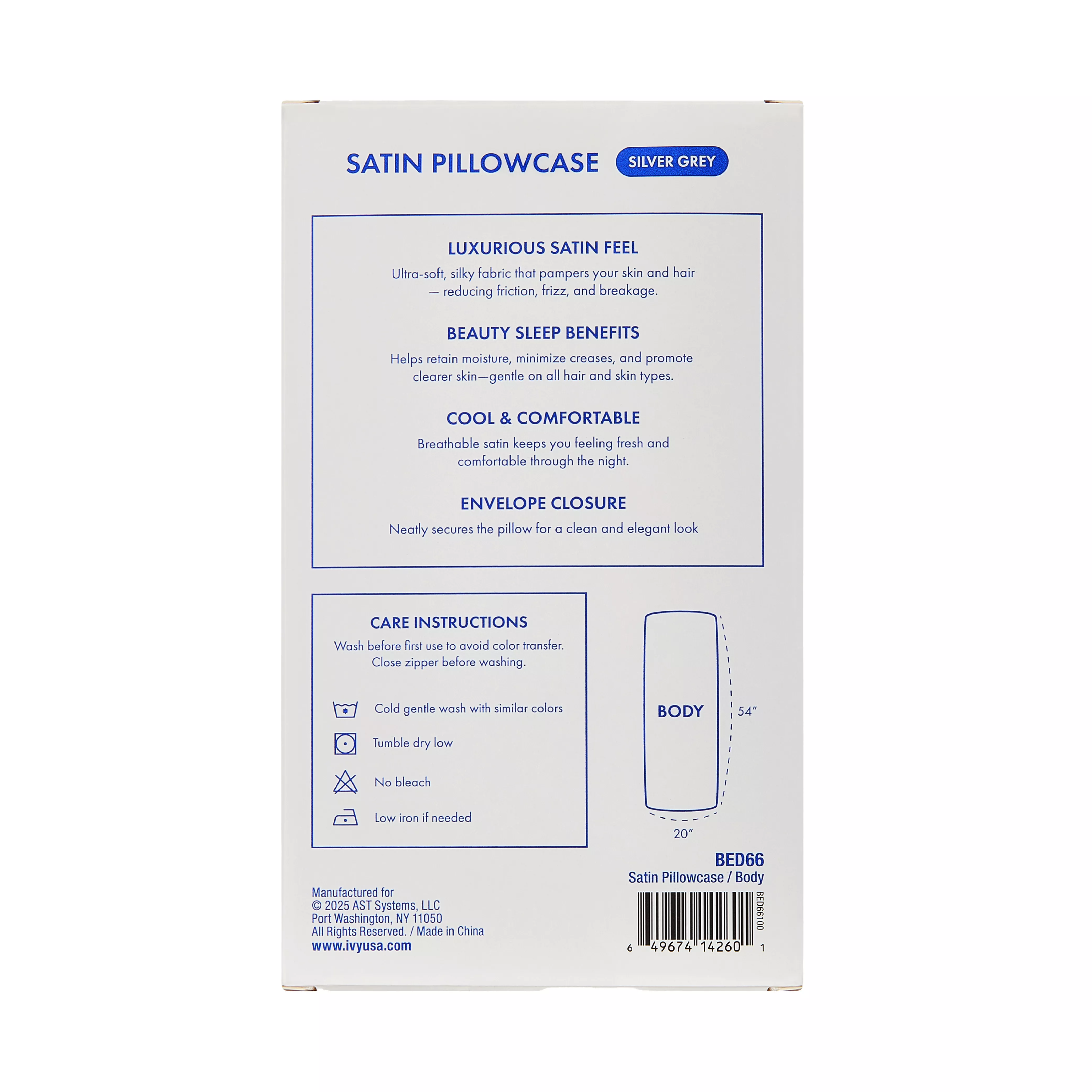 MAVIE Satin Body Pillowcase 20" x 54" - Silky Soft Long Pillow Cover with Envelope Closure - Image 70