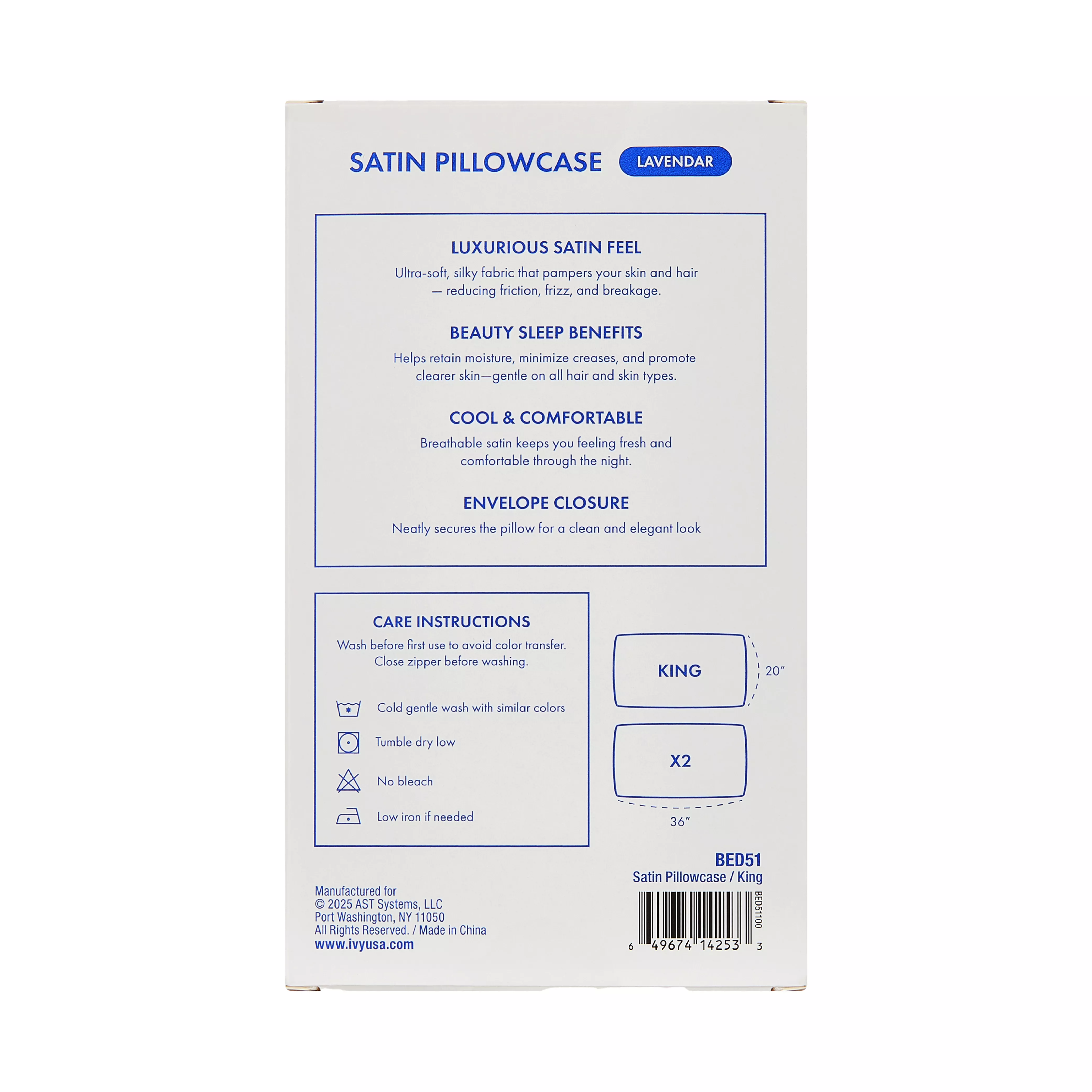 MAVIE Satin Pillowcase Set of 2 – King Size 20" x 36" - Image 108