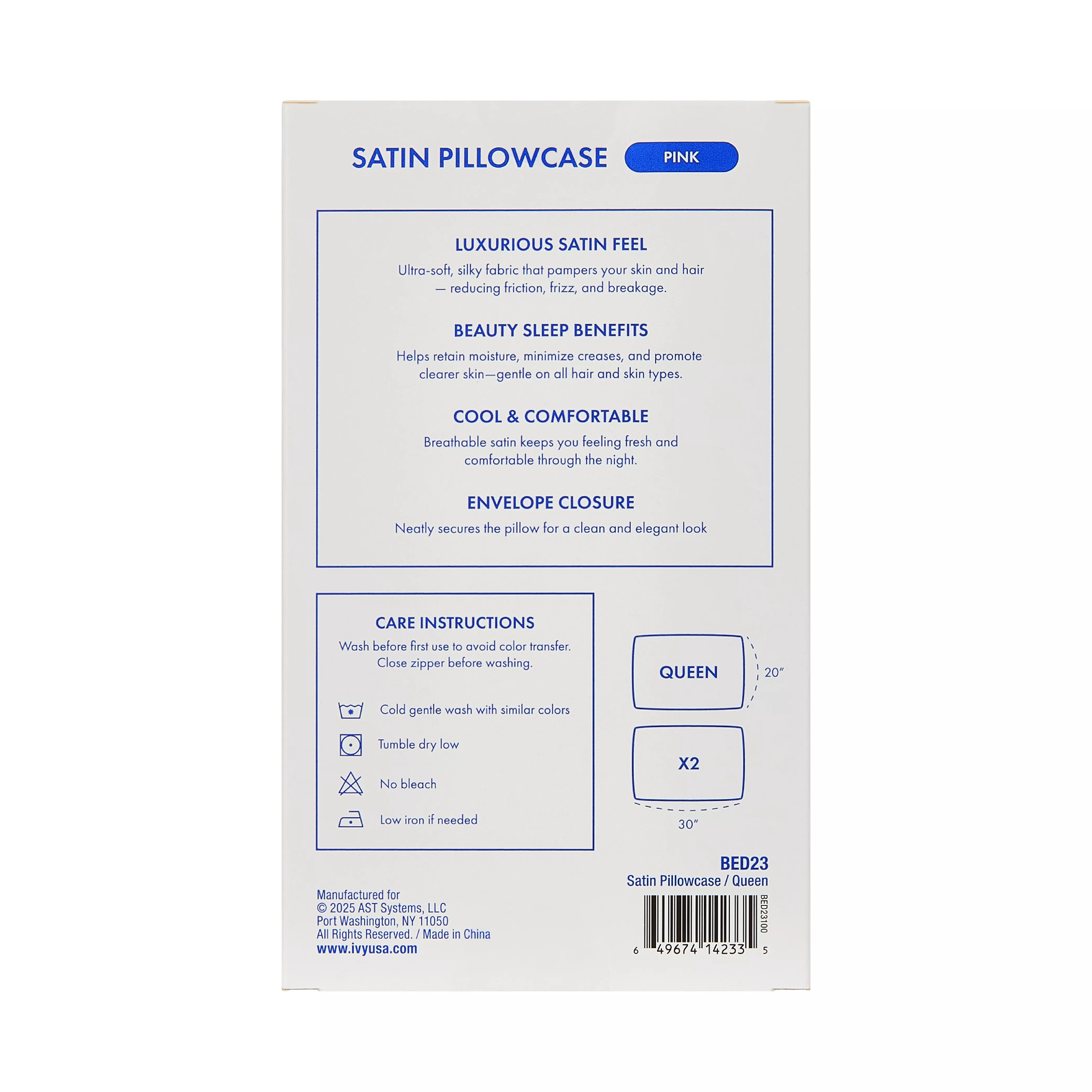 MAVIE Satin Pillowcase Set of 2 – Queen Size 20" x 30" - Image 36