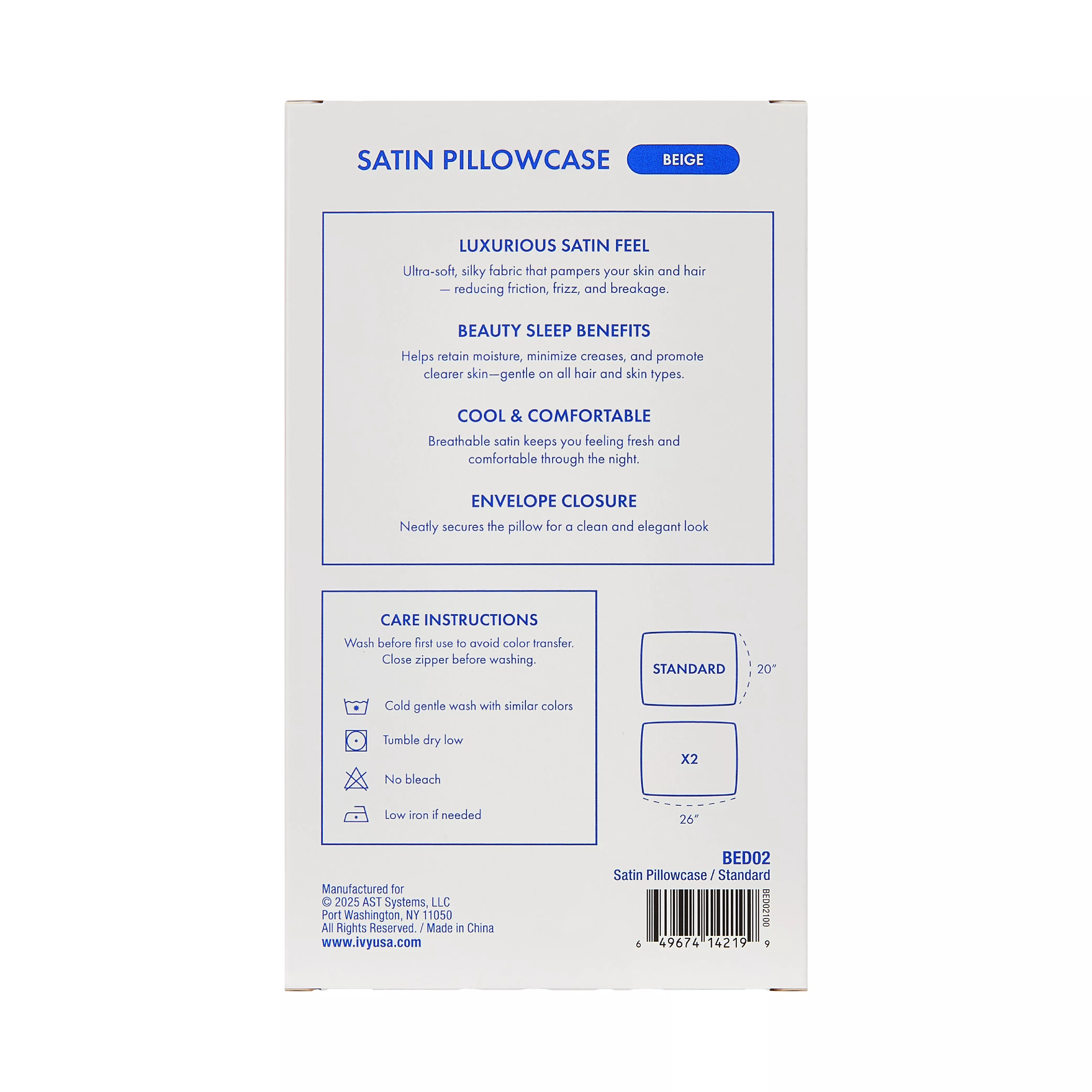 MAVIE Satin Pillowcase Set of 2 – Standard Size 20” x 26” - Image 19