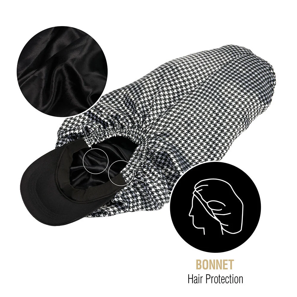 RED by KISS Satin Visor Braid Bonnet - Houndstooth - Image 4