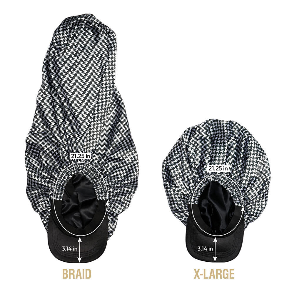 RED by KISS Satin Visor Braid Bonnet - Houndstooth - Image 6