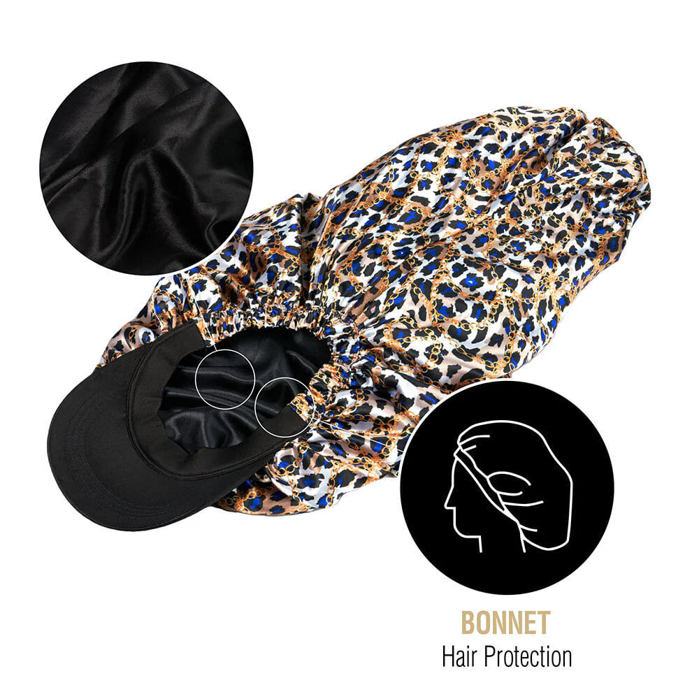RED by KISS Satin Visor Braid Bonnet - Luxe Leopard - Image 4