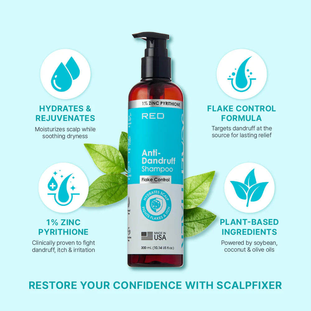 RED by KISS Scalp Fixer Anti-Dandruff Shampoo with 1% Zinc Pyrithione (10.14 fl. oz.) - Image 3