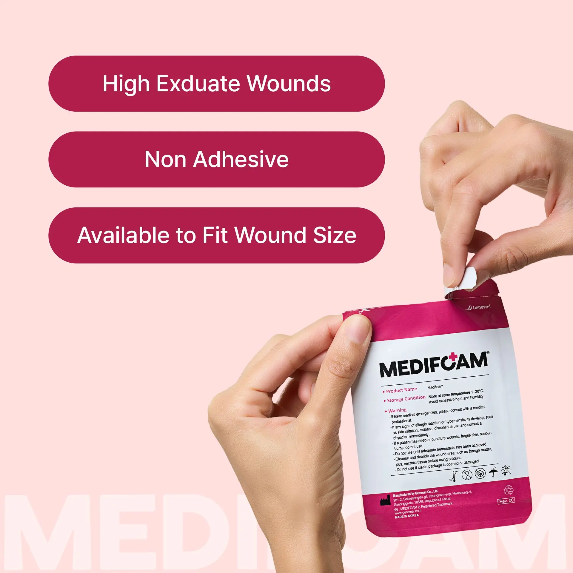 Medifoam Non-Adhesive Hydrocolloid Wound Dressing Pads (2" × 3") - Image 4