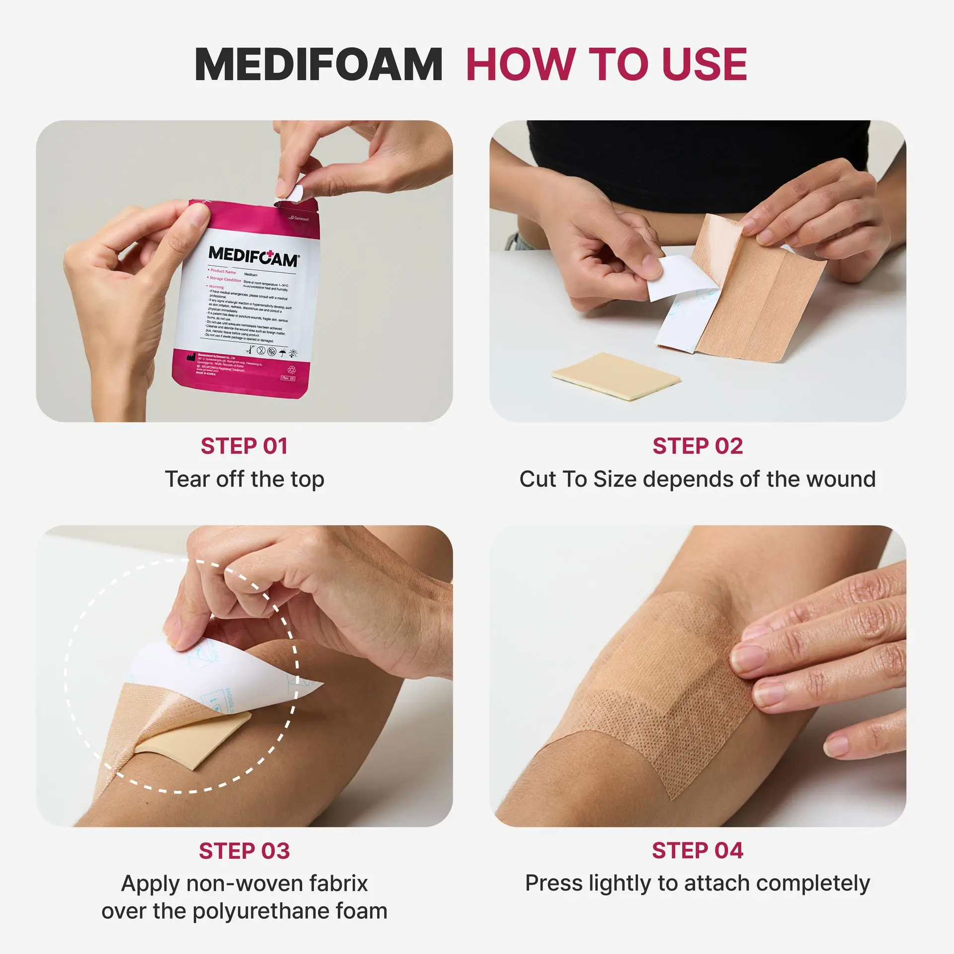 Medifoam Non-Adhesive Hydrocolloid Wound Dressing Pads (2" × 3") - Image 5