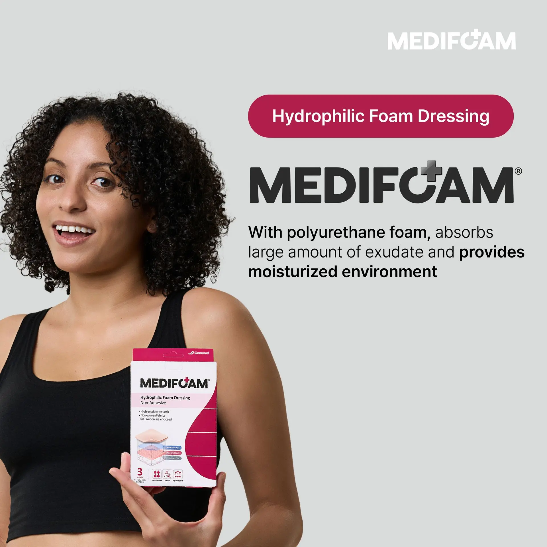 Medifoam Non-Adhesive Hydrocolloid Wound Dressing Pads (2" × 3") - Image 7