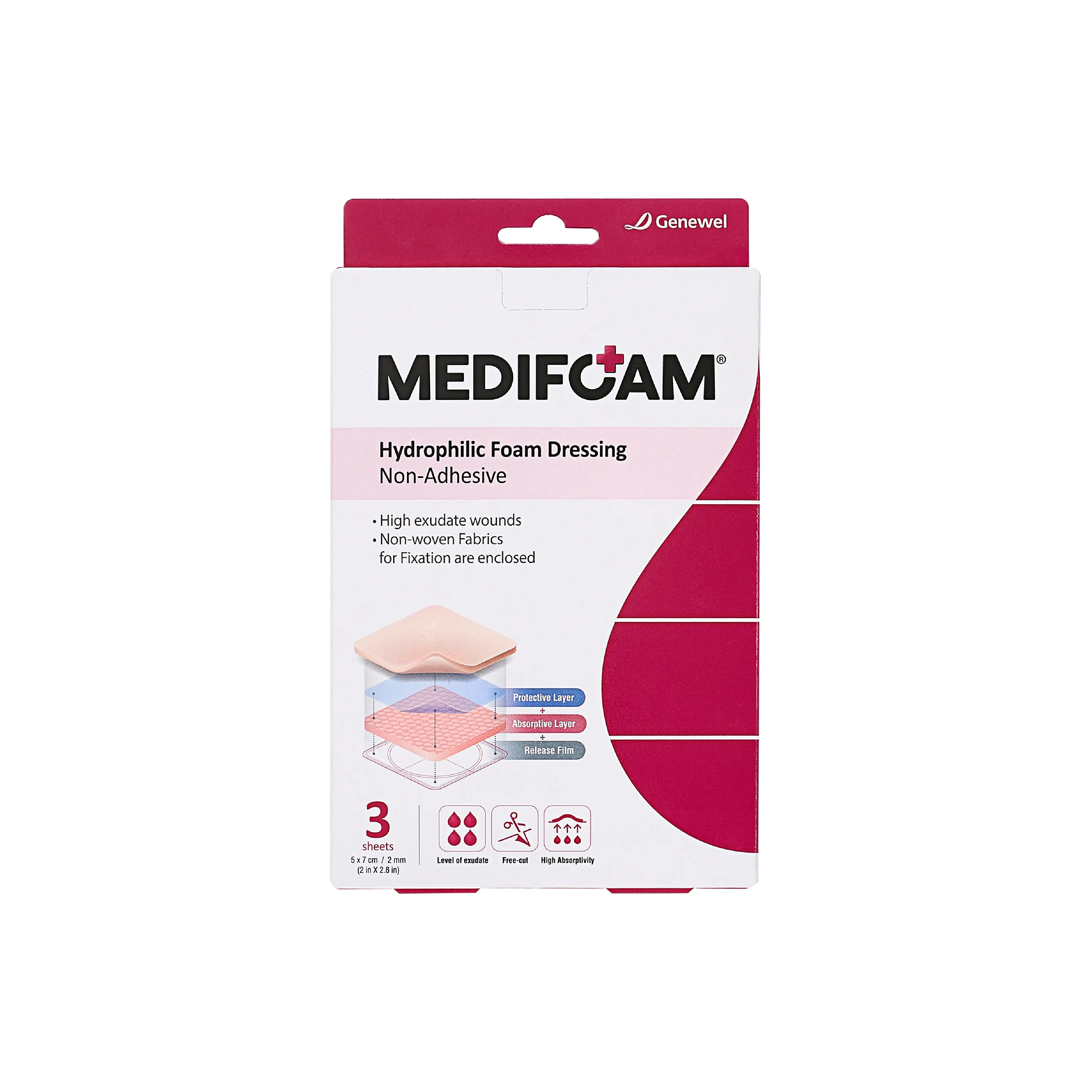 Medifoam Non-Adhesive Hydrocolloid Wound Dressing Pads (2" × 3") - Image 8