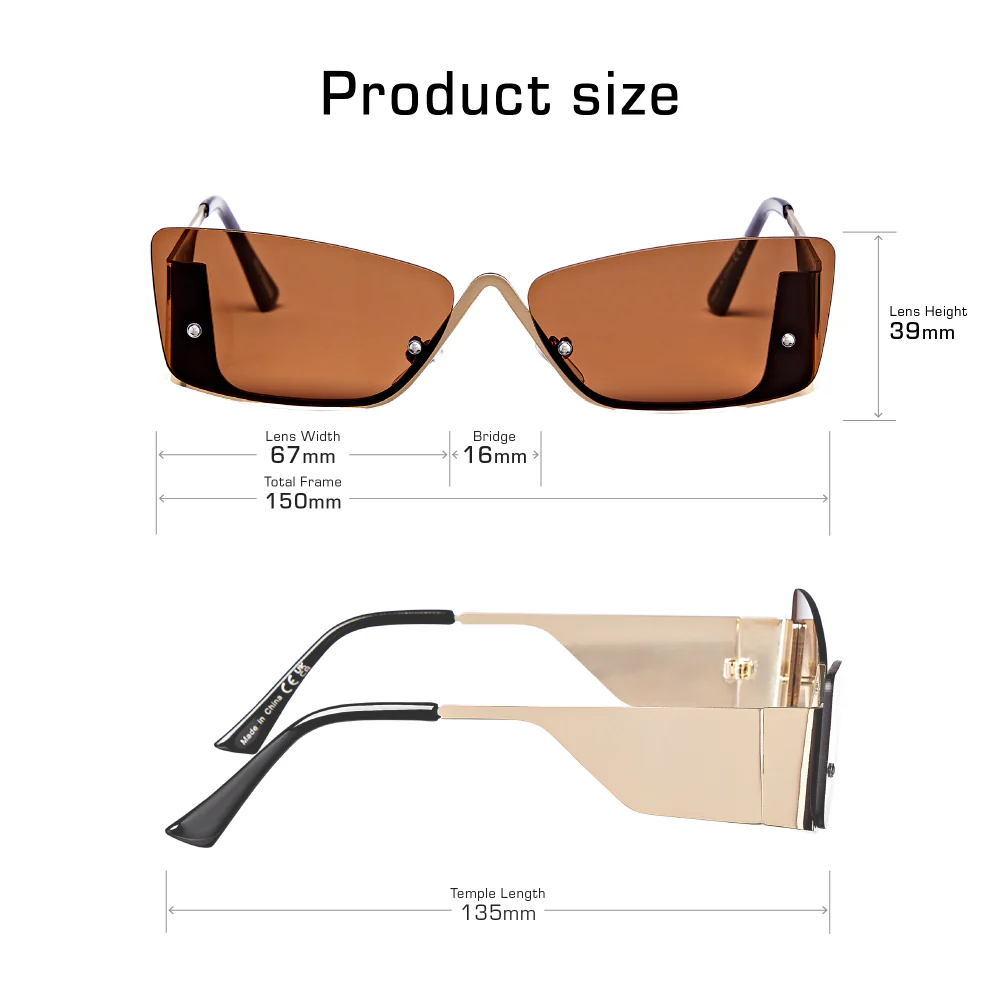 Mad Shade Semi-Rimless Rectangular Tinted Sunglasses #59 - Image 4