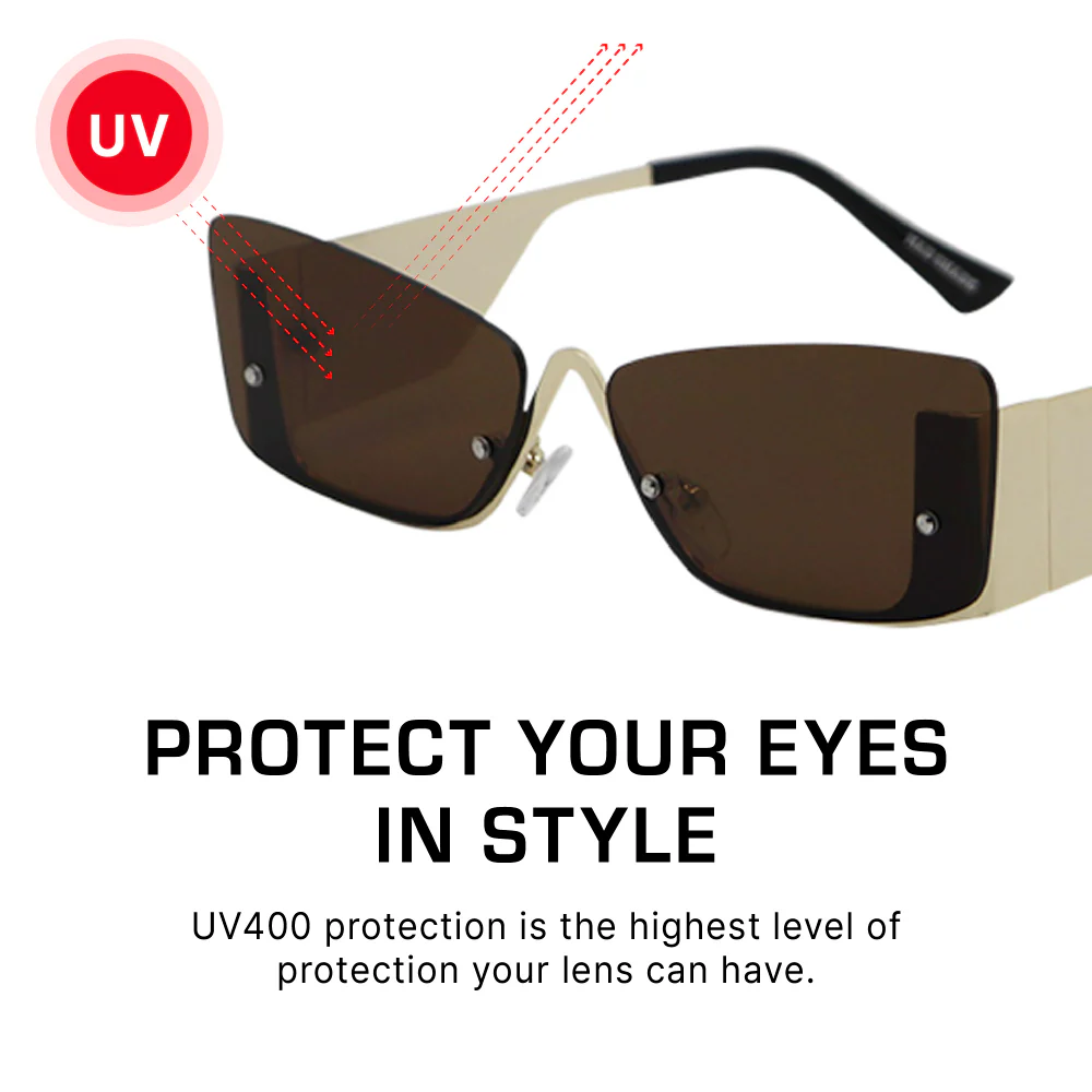 Mad Shade Semi-Rimless Rectangular Tinted Sunglasses #59 - Image 5