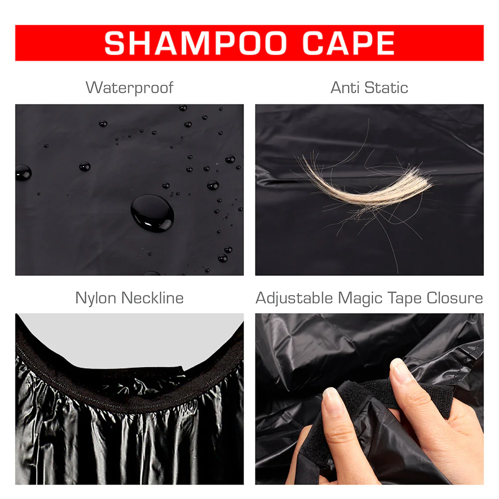 RED by KISS Shampoo Soft Vinyl Cape - Black - Image 4