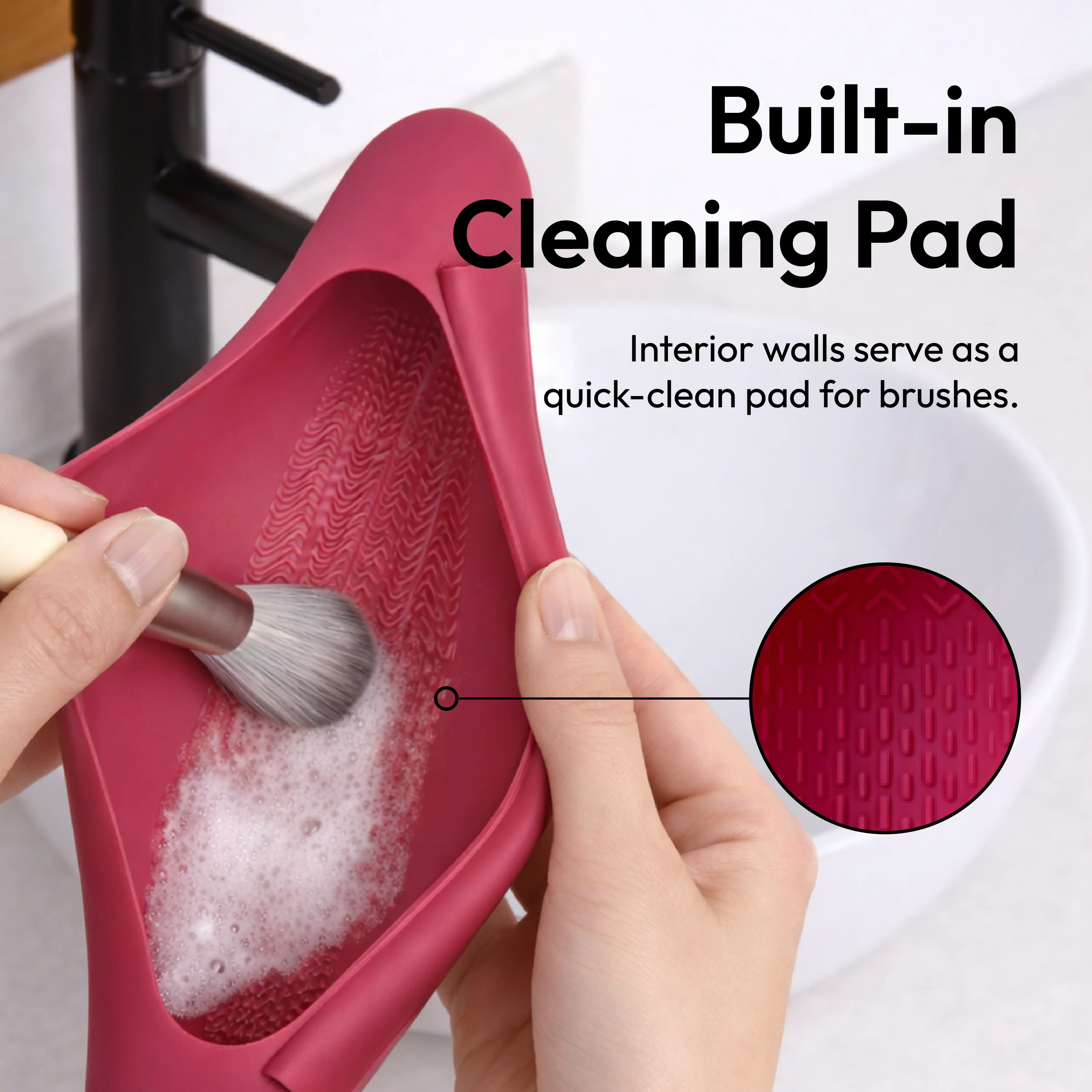 éclat Silicone Makeup Brush Travel Holder 3-in-1 Magnetic Pouch & Cleaner Mat - Image 10