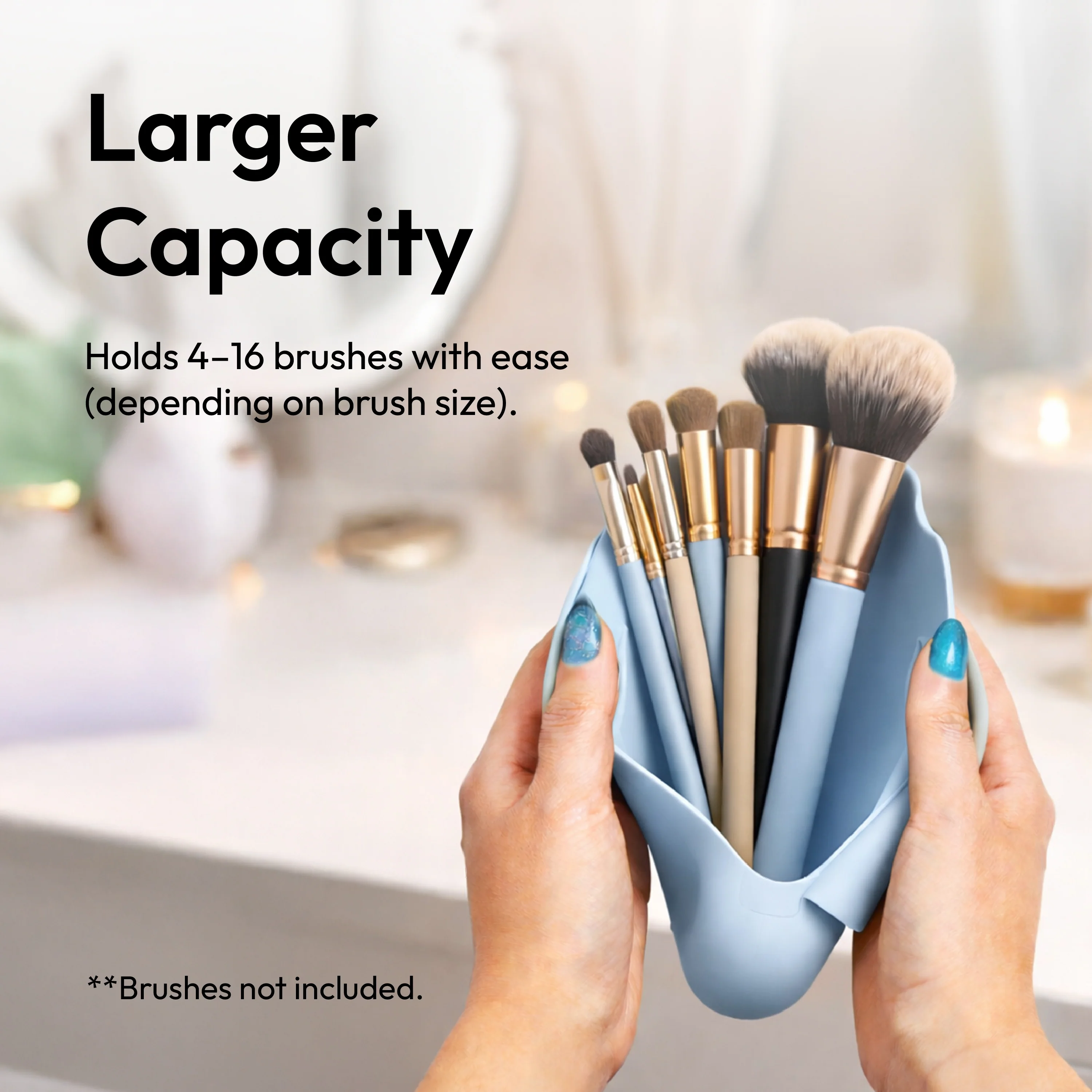 éclat Silicone Makeup Brush Travel Holder 3-in-1 Magnetic Pouch & Cleaner Mat - Image 16