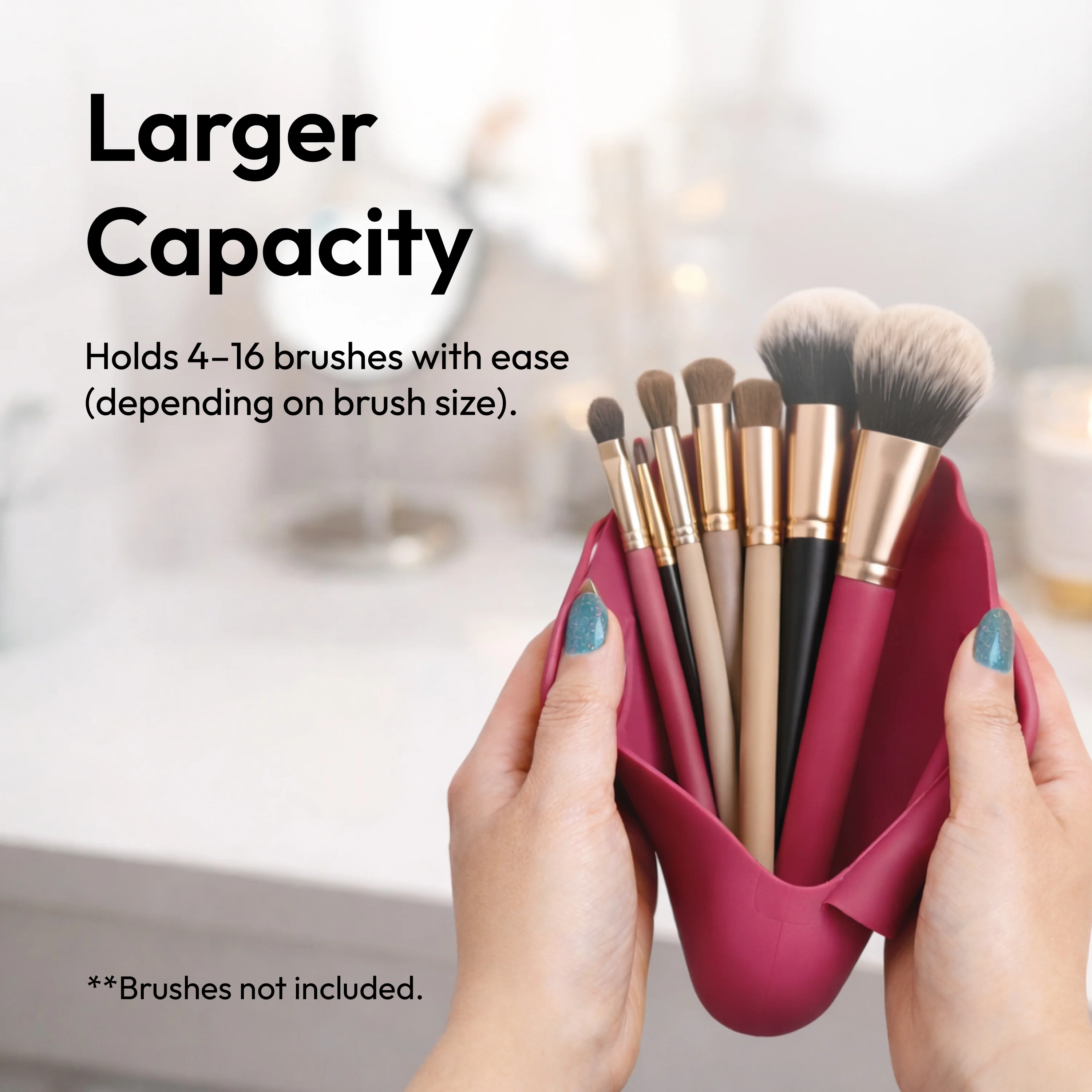 éclat Silicone Makeup Brush Travel Holder 3-in-1 Magnetic Pouch & Cleaner Mat - Image 9
