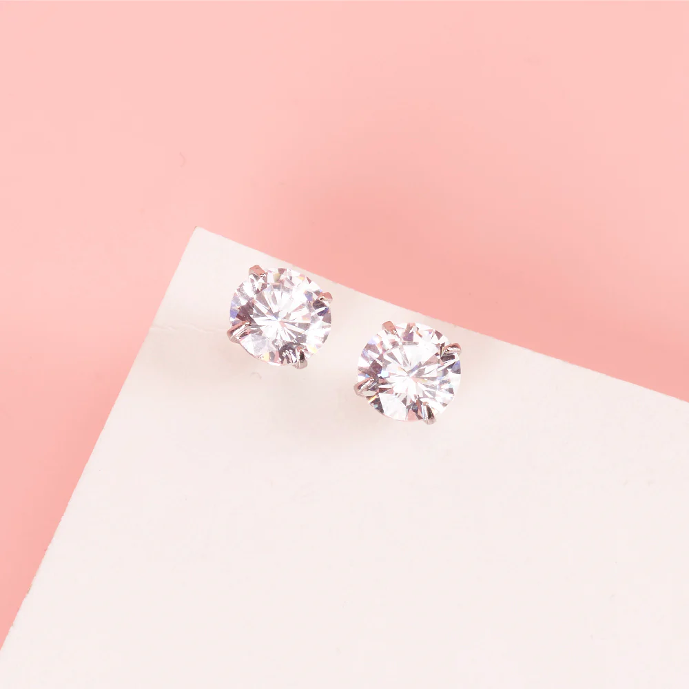 RED by KISS Silver Plated Cubic Zirconia Round Button Stud Earrings - Image 10