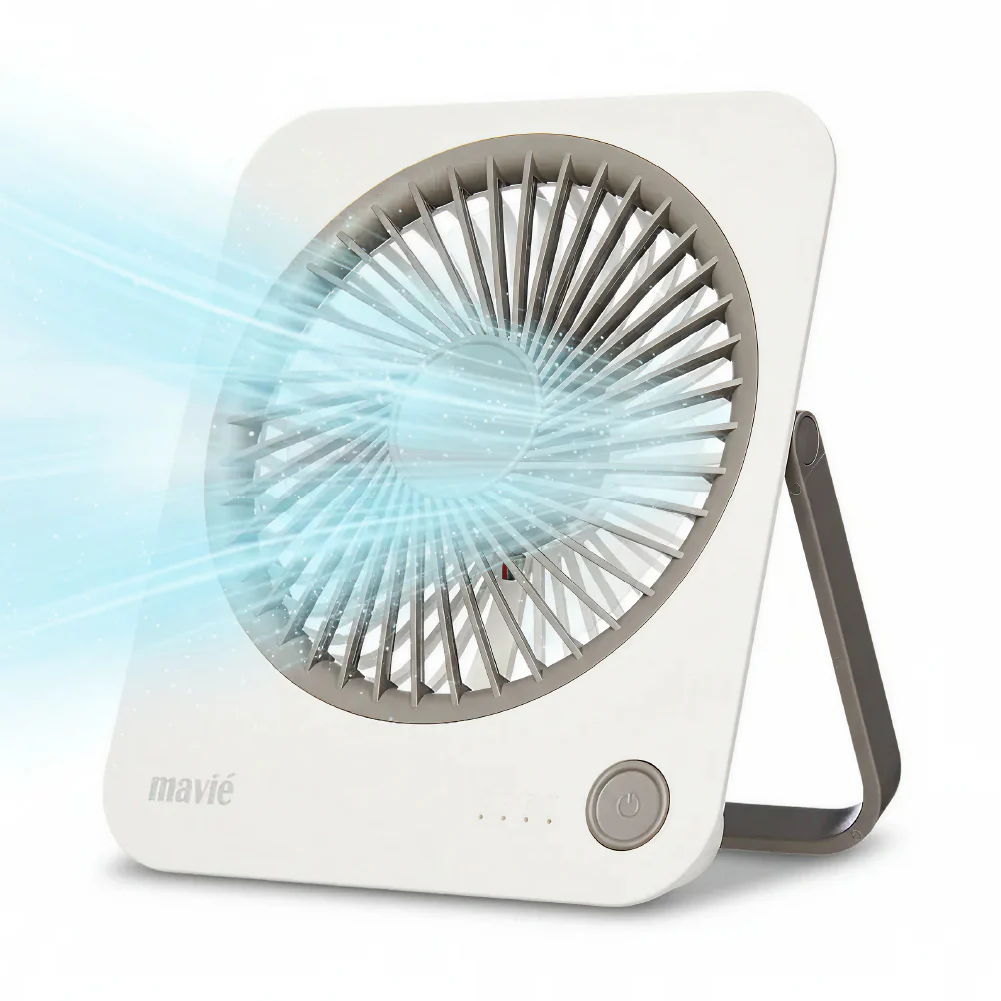 MAVIÉ Small Desk Fan, Rechargeable Quiet Mini Personal Fan, 180° Foldable & Cordless Design, Ultra Thin & Portable, 4 Speeds, Long Battery Life, Travel Essential for Office, Home, Bedroom