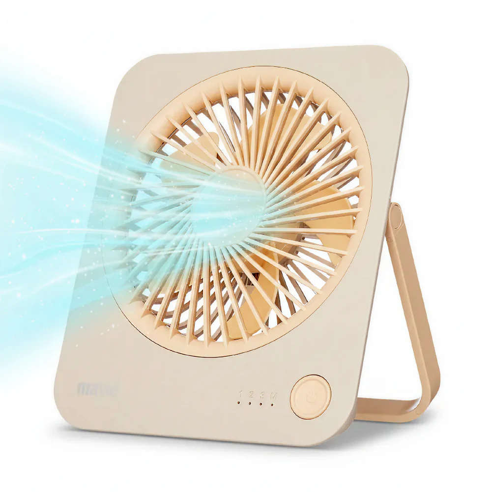 MAVIÉ Small Desk Fan, Rechargeable Quiet Mini Personal Fan, 180° Foldable & Cordless Design, Ultra Thin & Portable, 4 Speeds, Long Battery Life, Travel Essential for Office, Home, Bedroom - Image 7